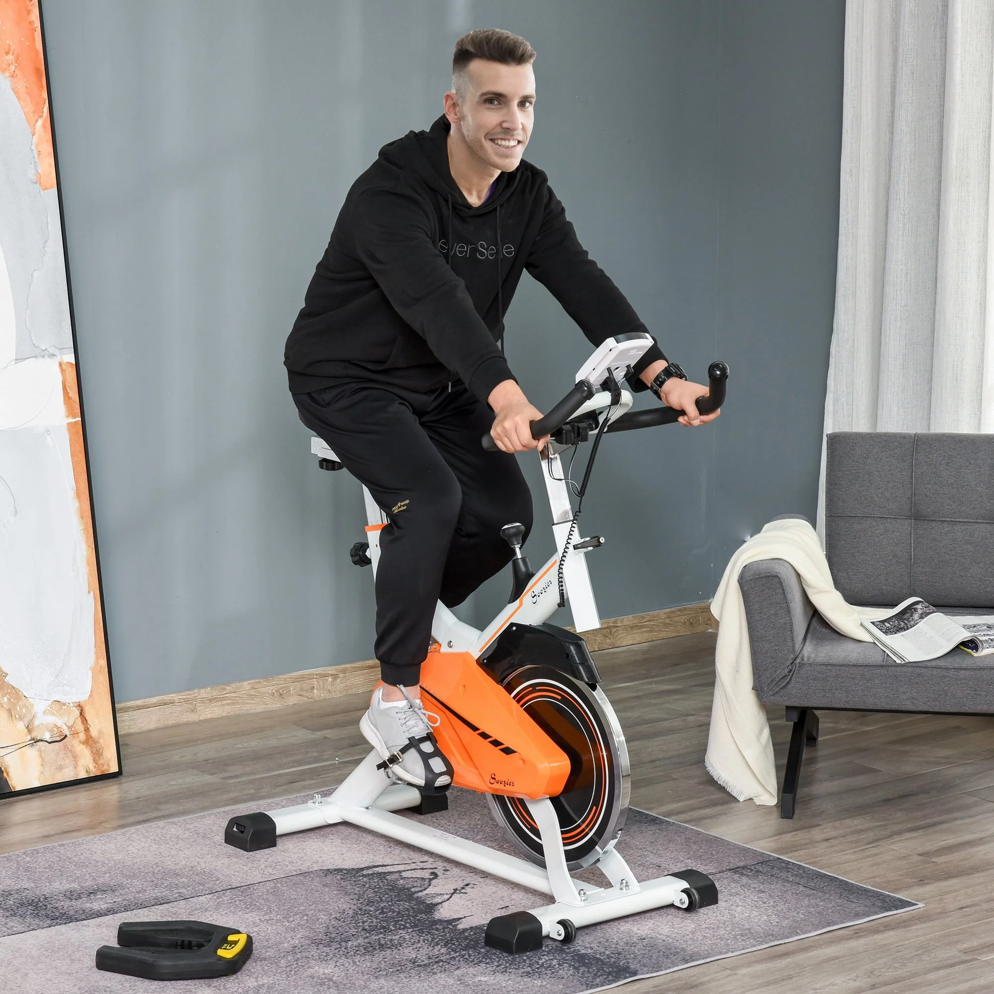 Soozier 29 lb Flywheel Indoor Stationary Cycling Exercise Bike with LCD Monitor