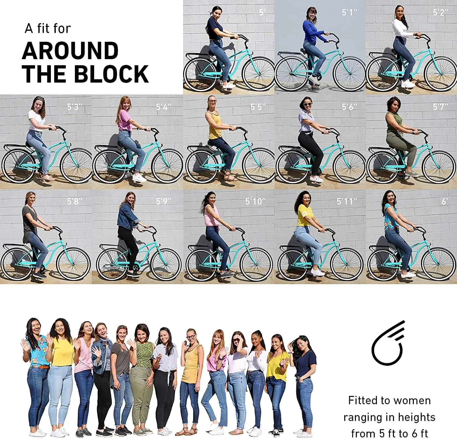 sixthreezero Around the Block Women's 7-Speed New Beach Cruiser Bicycle with Rear Rack, 26 In. Wheels, Cream Coffee with Brown Seat and Grips