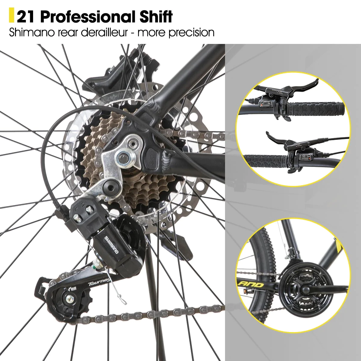 Hiland Aluminum Mountain Bike 21 Speeds MTB,Lock-Out Suspension Fork,27.5 inch Wheel,Mens Mountain Bike Bicycle, Black