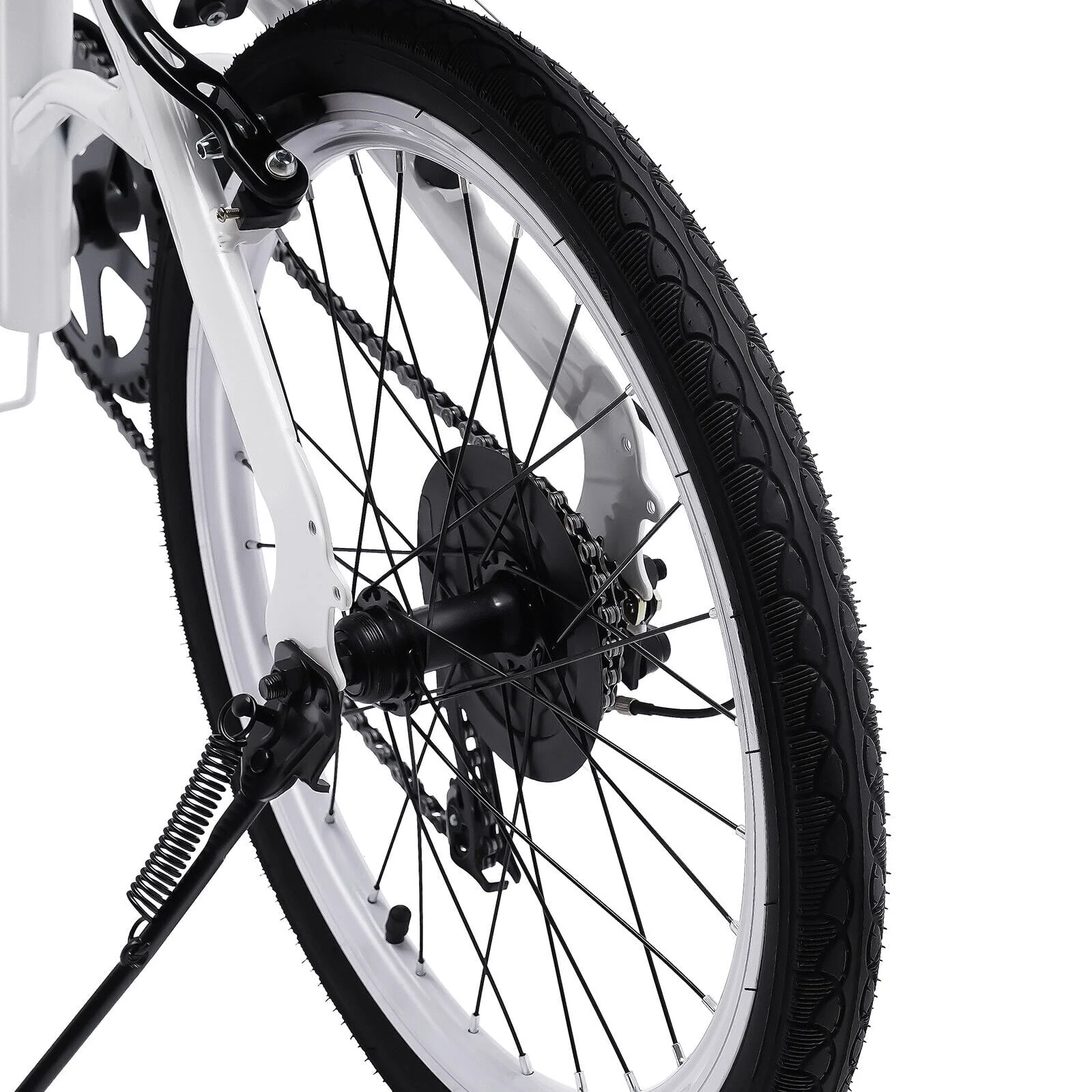 Oukaning 20 Inch Adult Bike 7 Speed Folding Bicycle Double V Brake Carbon Steel White