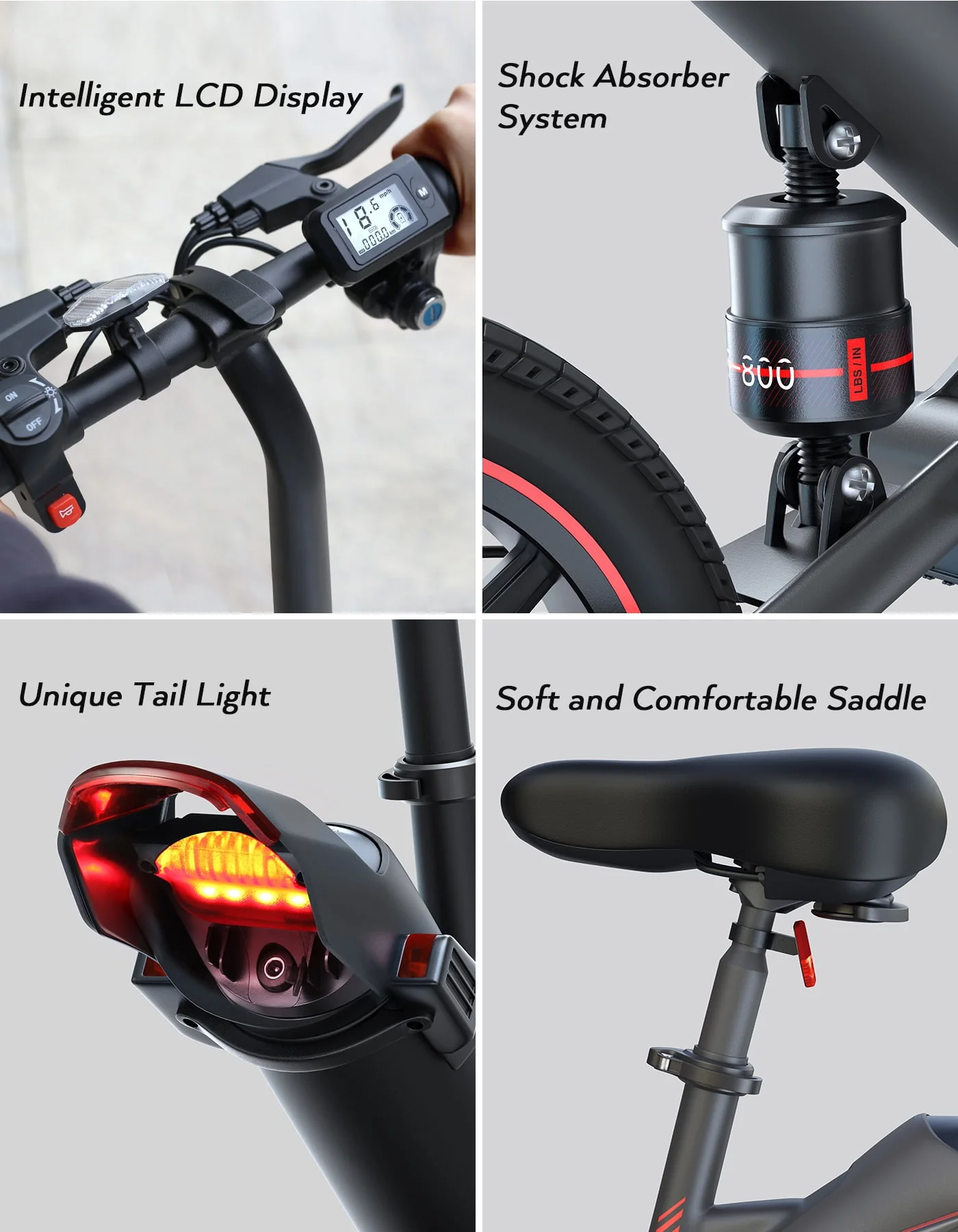 Wooken Electric Bike, 14'' Electric Bicycle for Adults and Teenagers with 18.6MPH Waterproof Folding Electric Bike with Removable 36V 374WH Lithium-Ion Battery Throttle & Pedal Assist