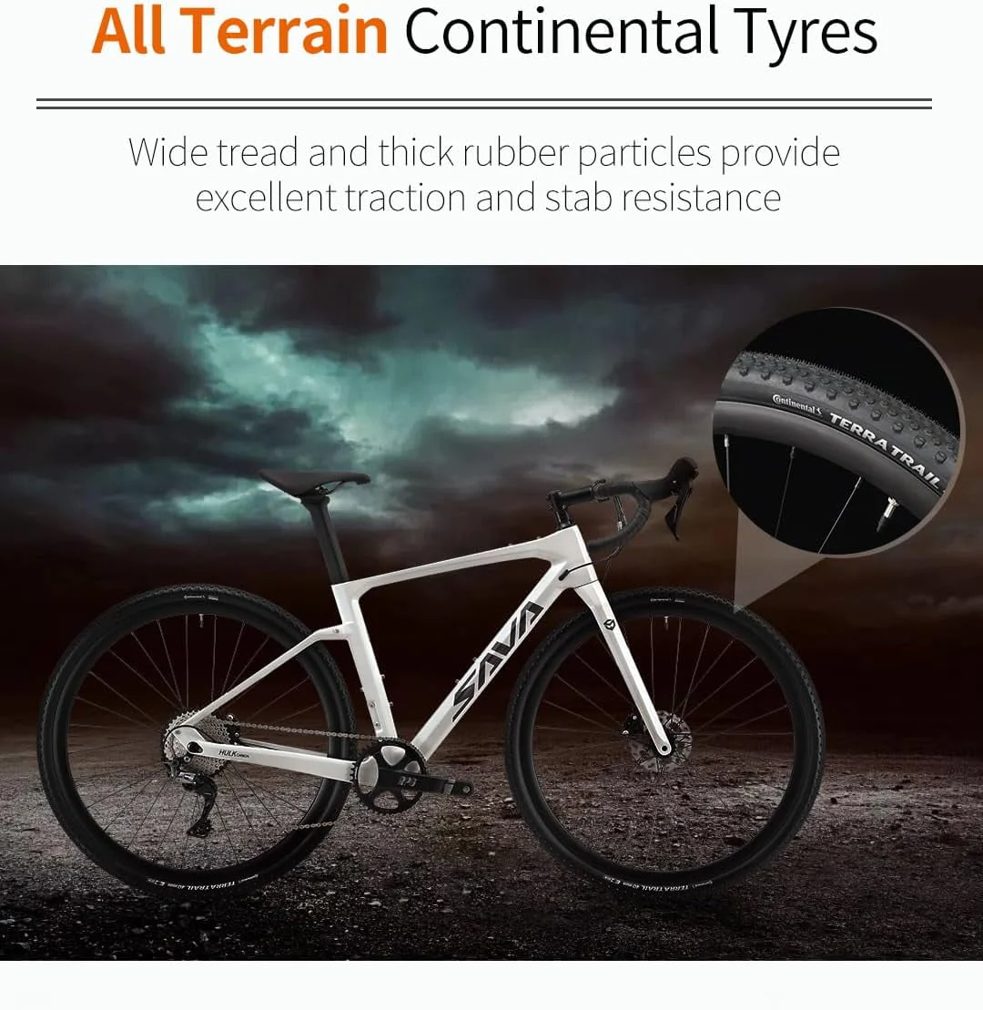 SAVADECK Carbon Gravel Road Bike,T800 Carbon Gravel Dis Brake Bicycle with Professional Adventure Shimano GRX600 11 Speed Groupset and Extra Wide Tires 700CX40C for Various Road.