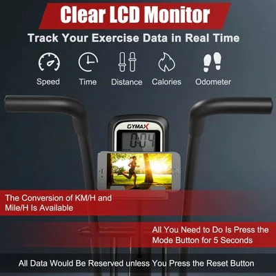 Costway Unlimited Resistance Airdyne Bike Fan Exercise Bike with Clear LCD Display