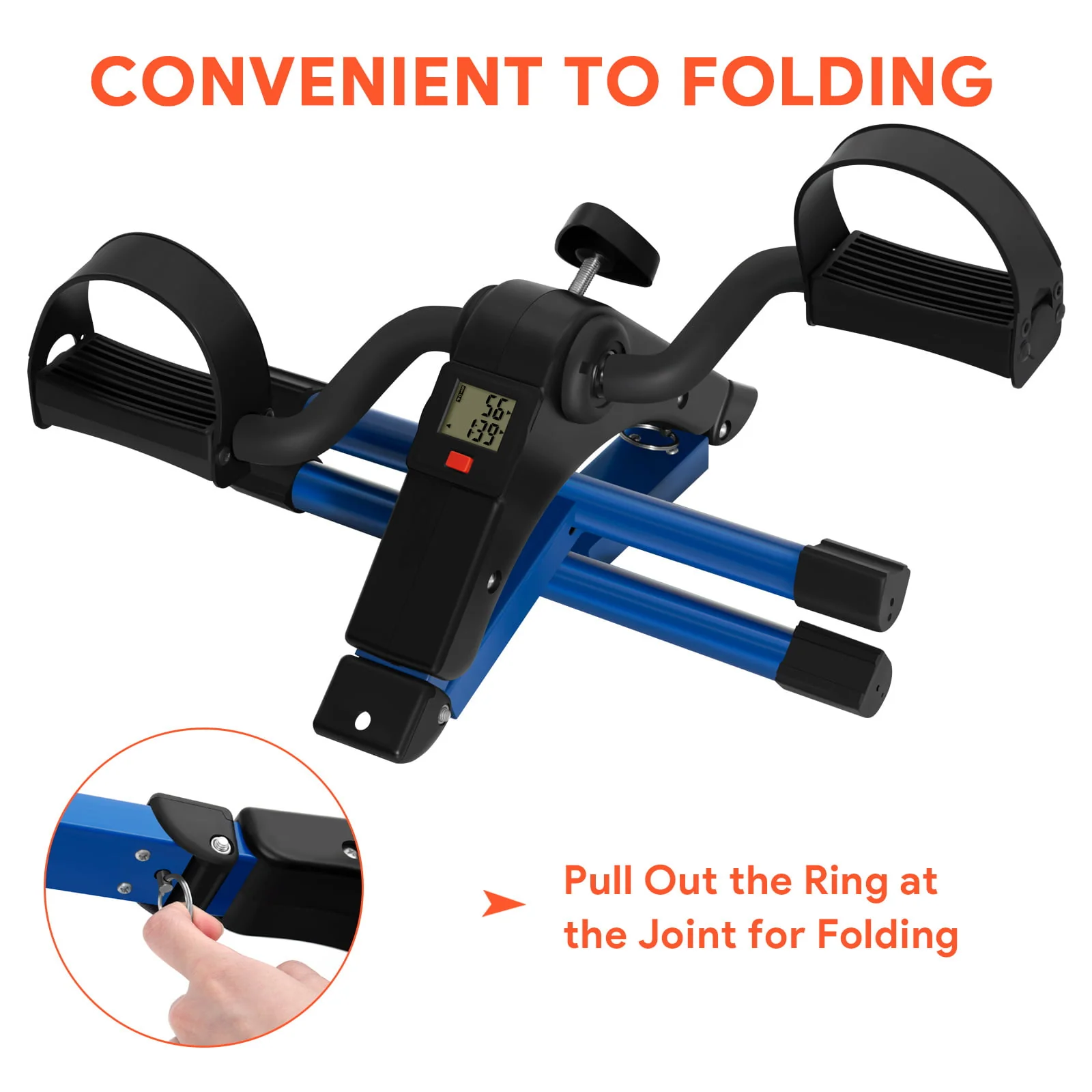 EVOLAND Pedal Exerciser, Fitness Folding Exerciser Peddler for Arm & Leg Workout,Under Desk Bike with LCD Display