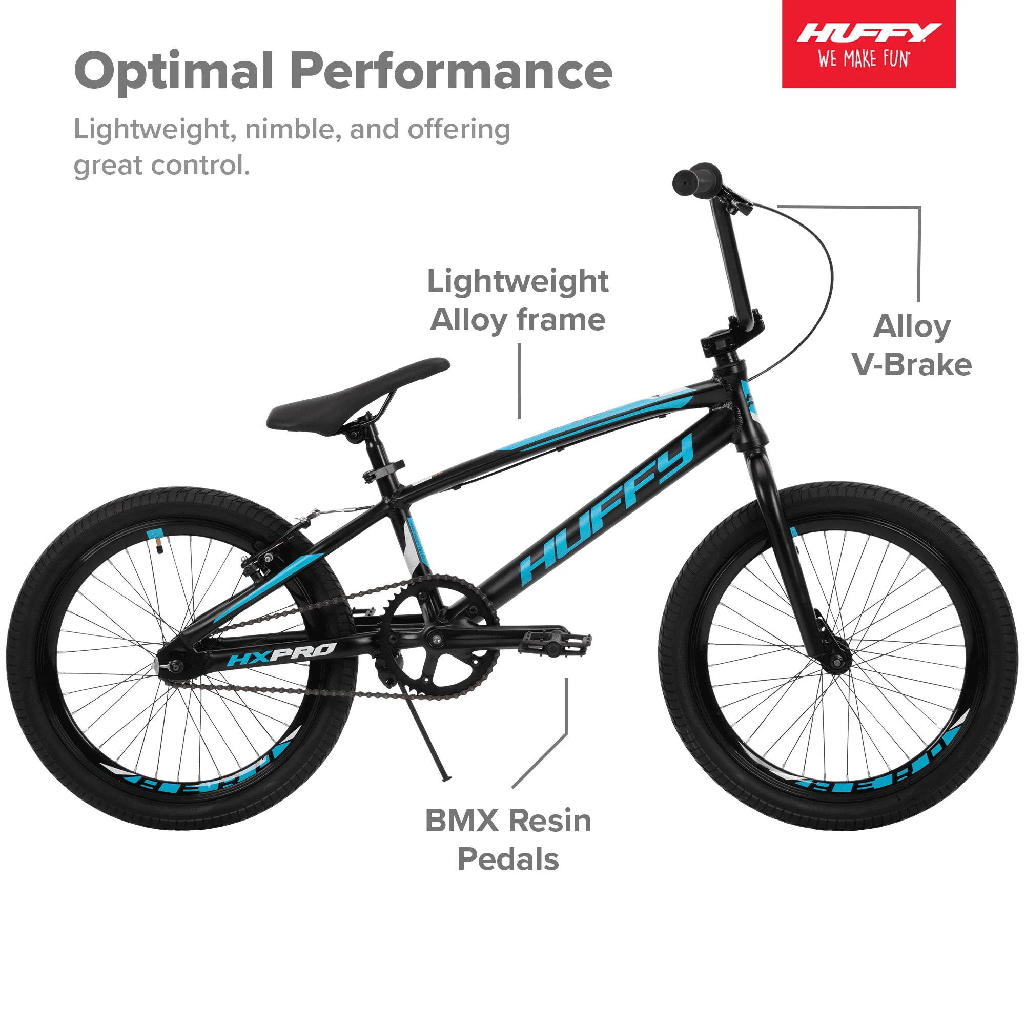 20-inch BMX Bikes HX-Pro Bike, Black with Teal, Aluminum Frame