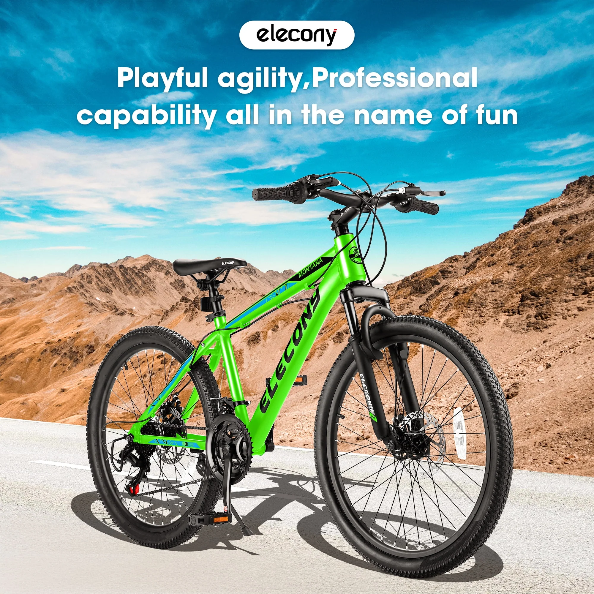 Mountain Bike, iRerts 24 Inch Mens Mountain Bike for Adults Youth, Shimano TZ500 21 Speed Mens Bicycle MTB with Disc Brake, Adult Bicycles for Men Women, Green