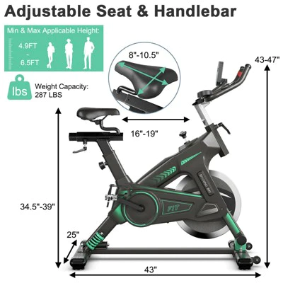 Costway Stationary Exercise Bike Cycling Bike W/33Lbs Flywheel Home Fitness Gym Cardio