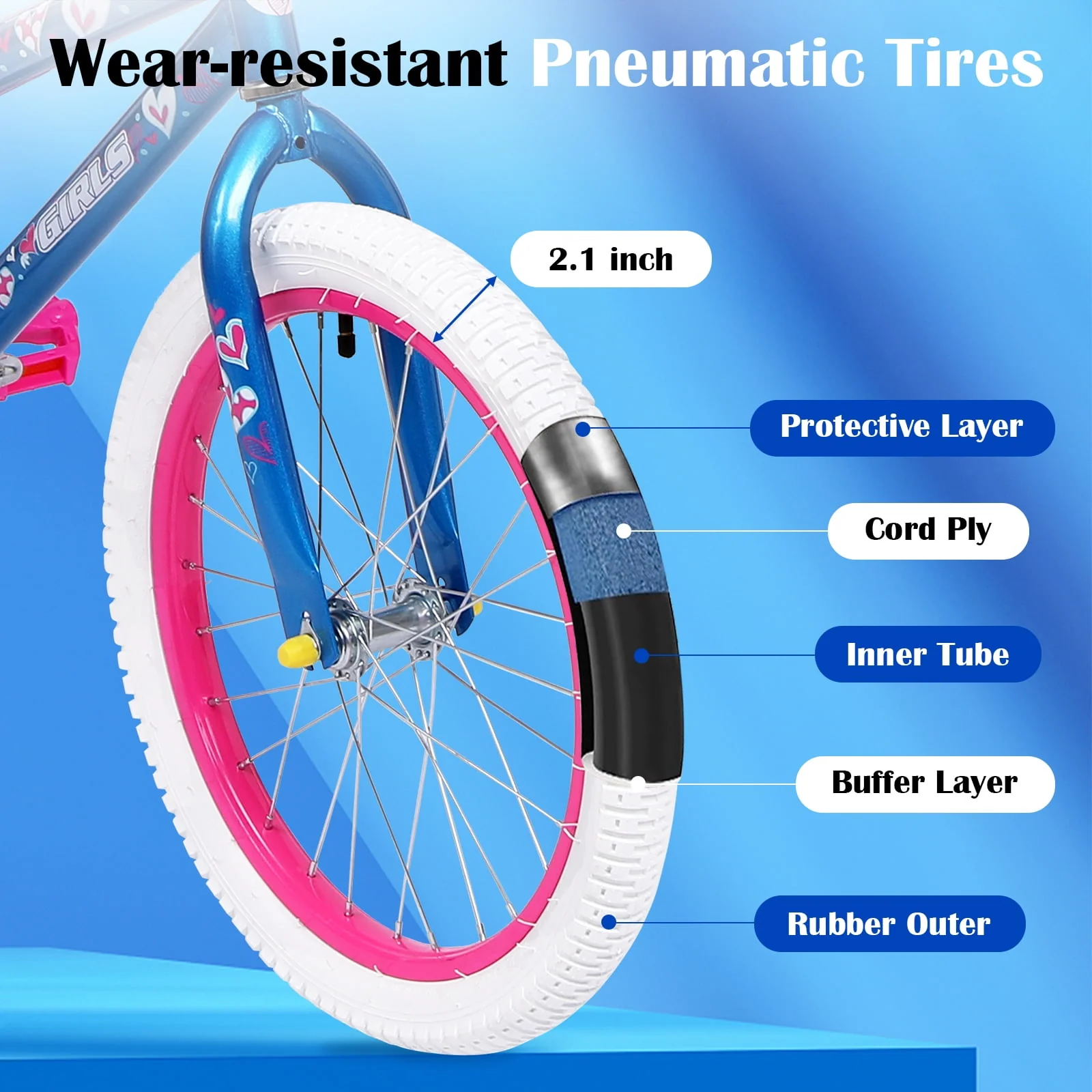 Vebreda 18 Inch Kids Bike Bicycle with Training Wheels for 5-8 Years Old Kids,Blue