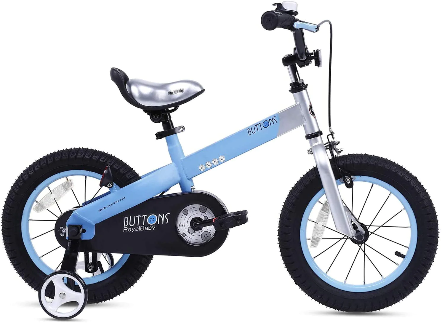 RoyalBaby Buttons Matte Blue 12 inch Kid's Bicycle With Training Wheels