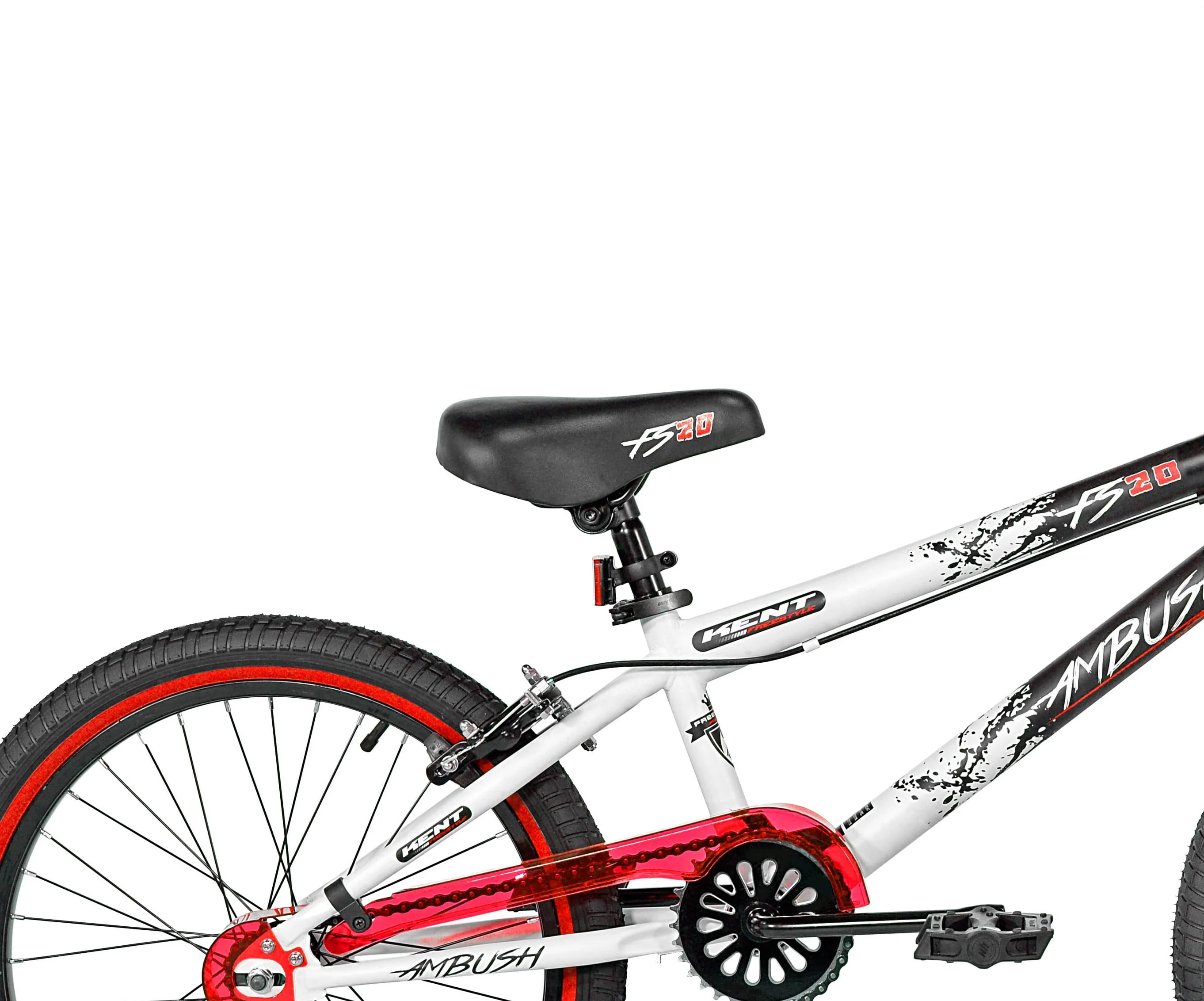 Kent Bicycle 20 In. Ambush Boys BMX Bike, Black and White with Red Rim