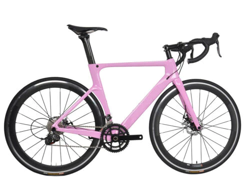 52cm Road Bike Full Carbon Disc Brake 700C Race Frame Alloy Wheels Clincher Pink