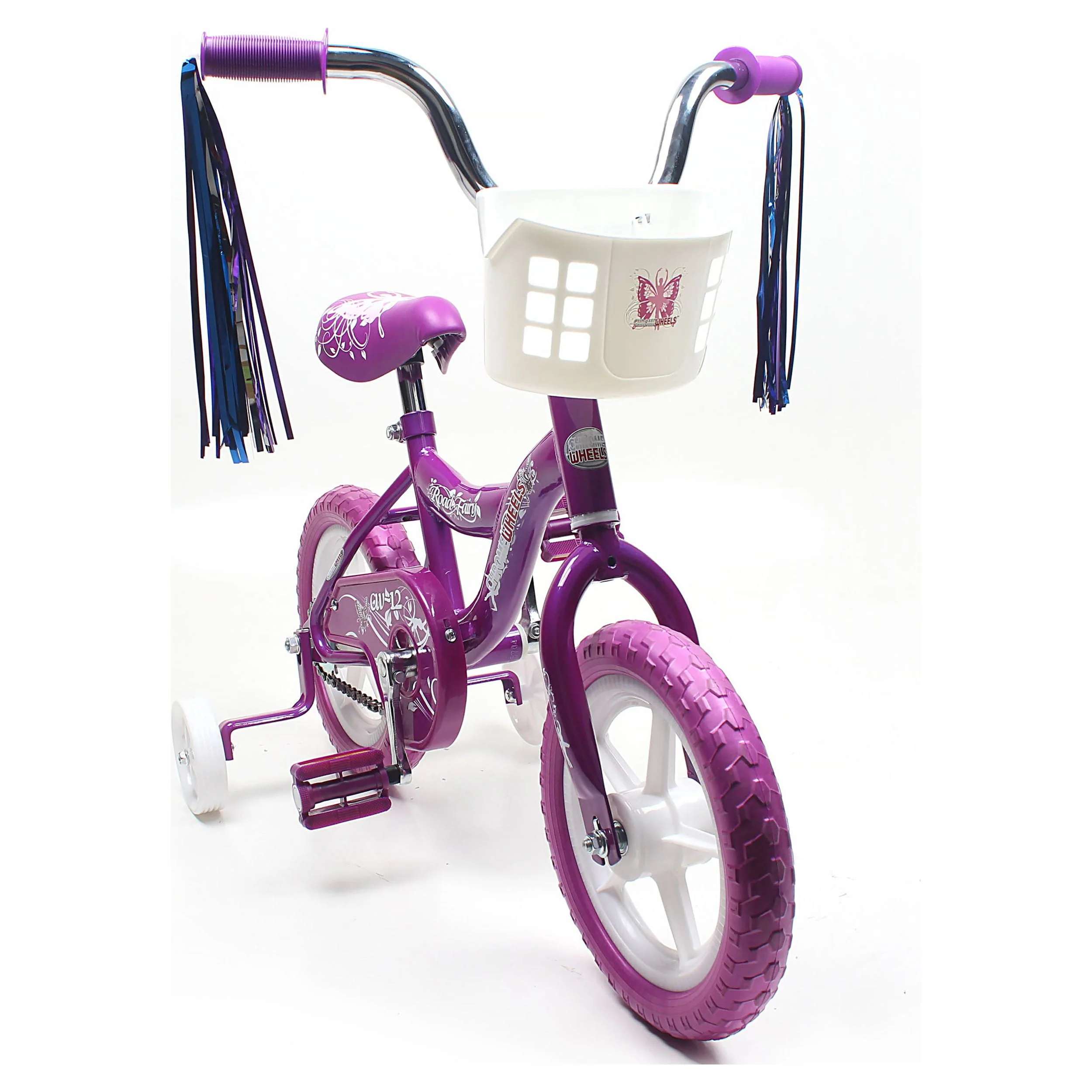 WonderPlay BMX 12 In. Kid's Bike for 2-4 Years Old, Bicycle for Girls with Front Basket, EVA Tires with Training Wheels and Coaster Brake, Purple