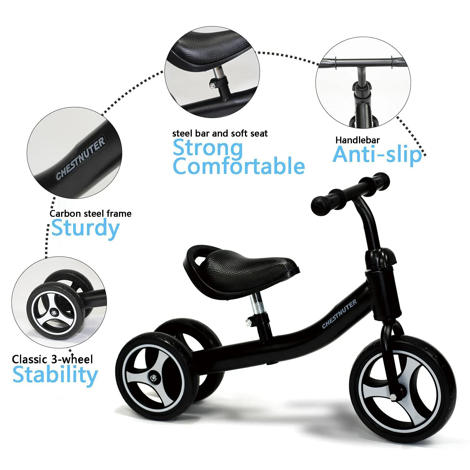 chestnuter baby balance bike, toy gift for 1 2 3 year old, sturdy toddler balance bicycle, best birthday gift for 12-36 month
