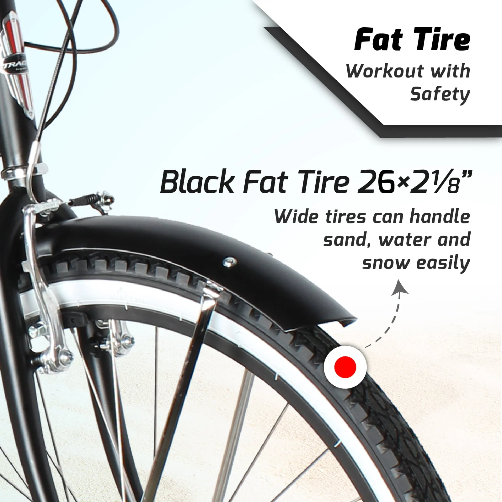 Tracer Taha 26 Inch 7 Speed Beach Cruiser Bikes with Fenders for Men - Matte Black