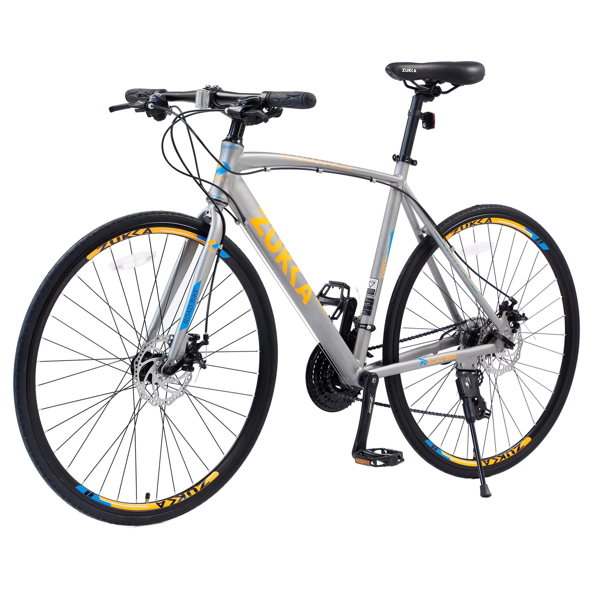 700C Men's Hybrid Bike Aluminum Shimano 24 Speed Road Bike with Disc Brake, Silver