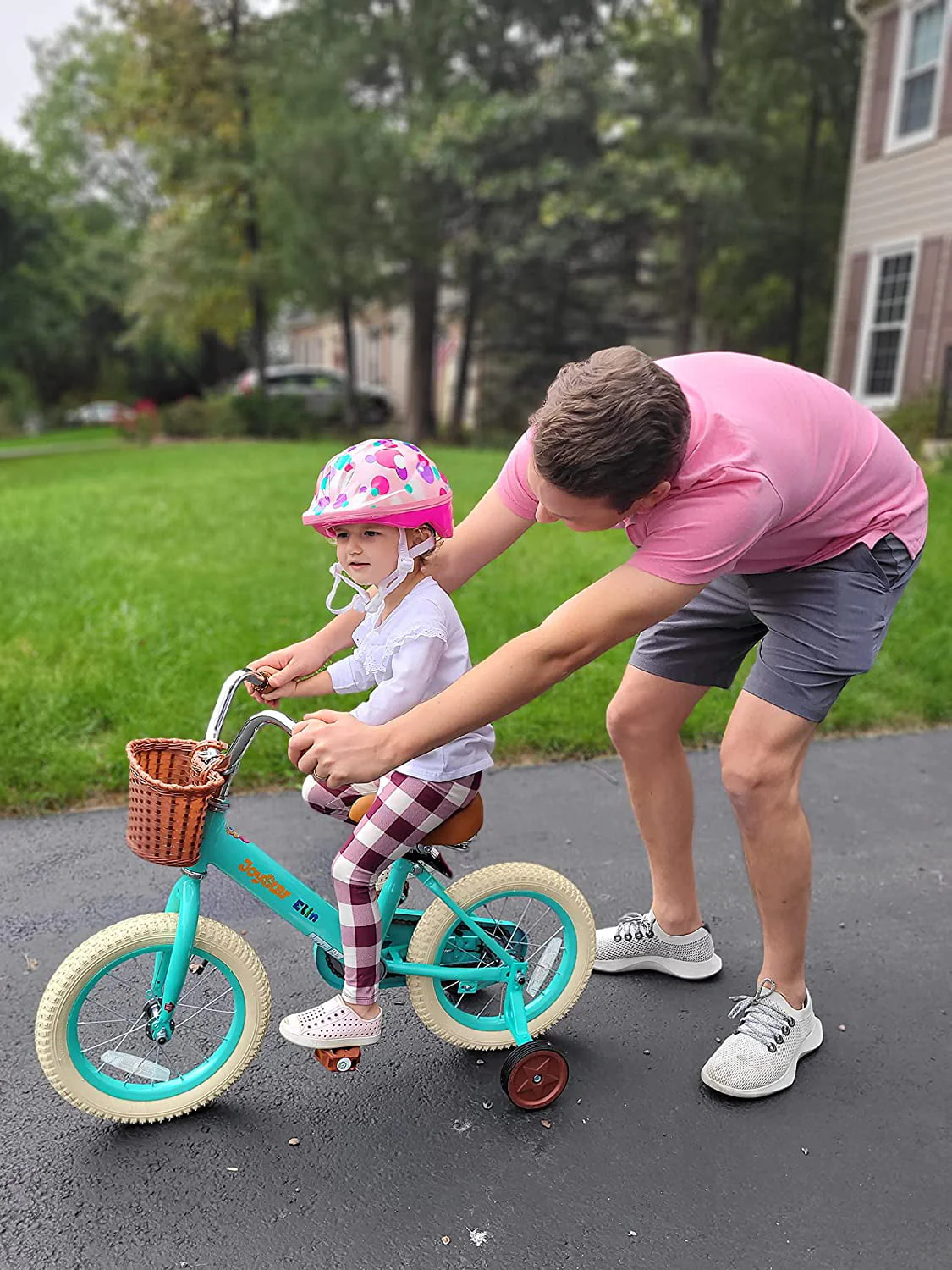 JOYSTAR Vintage 12 & 14 & 16 Inch Kids Bike with Basket & Training Wheels,20 Inch Kids Bike with Kickstand for 2-14 Years Old Girls & Boys (Green, Beige & Pink)