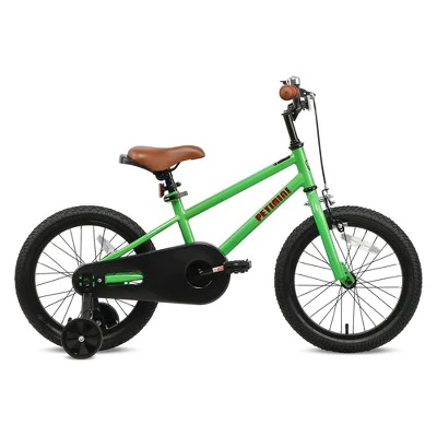 Petimini BP1001YD-3 16 Inch BMX Style Kids Bike with Removable Training Wheels and Rear Coaster Brakes for Kids 4-7 Years Old, Green