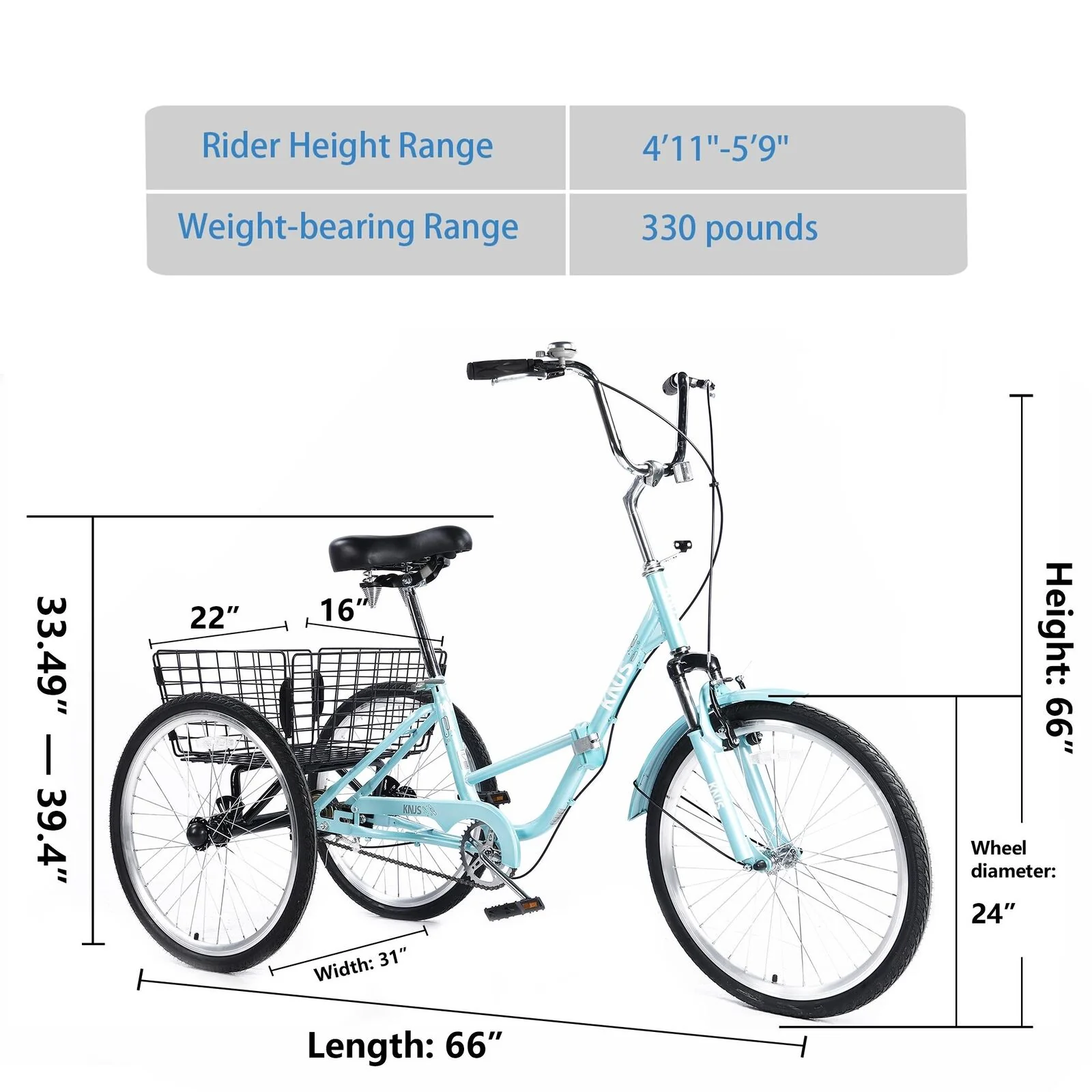 Great Choice Products Adult Folding Tricycles W/Installation Tools And Low Step-Through Large Basket