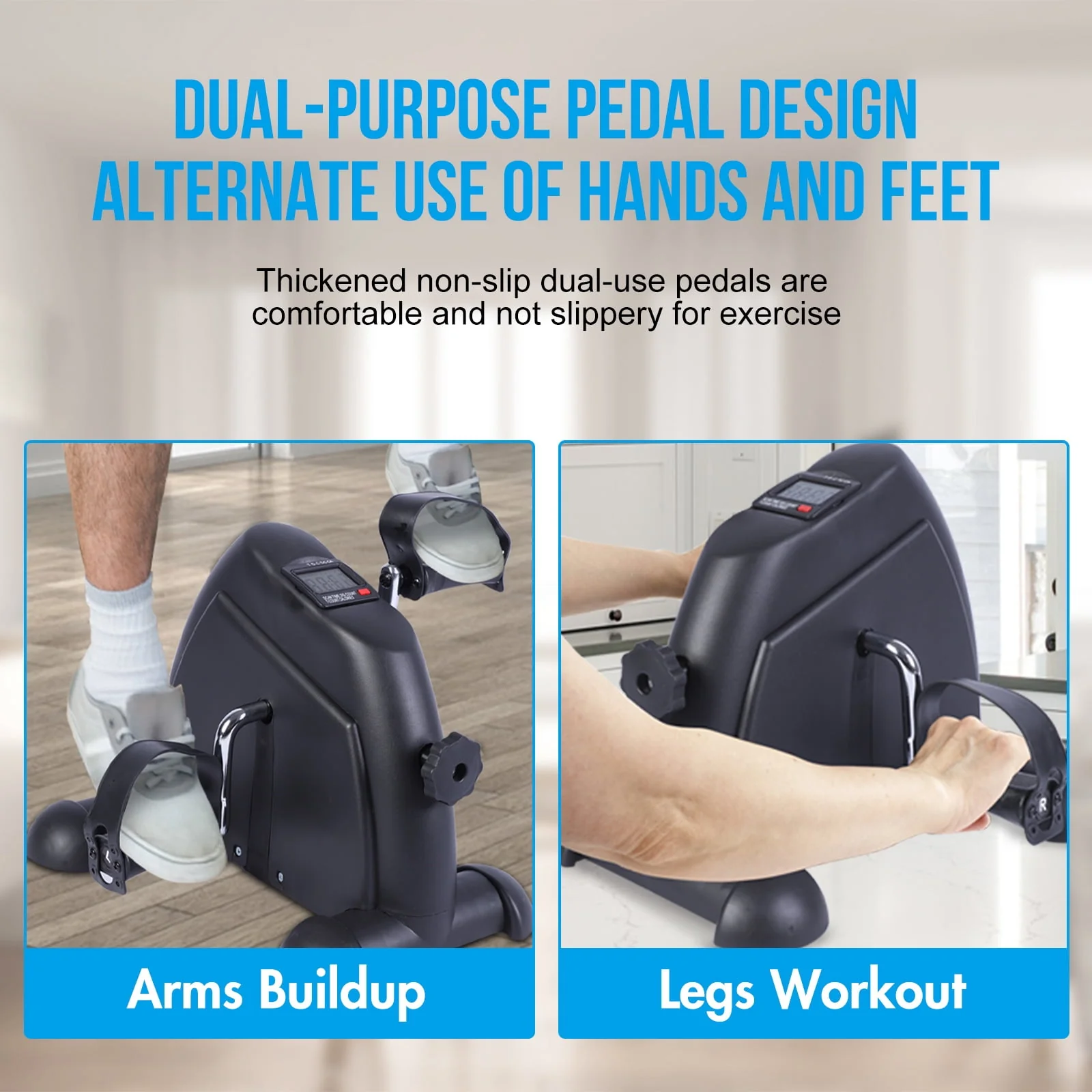 Desk Bike Pedal Exerciser, Mini Exercise Bike Stepper Indoor Exercise, Elder Bike Pedal Exerciser Under Desk Fitness Equipment with LCD Screen Display
