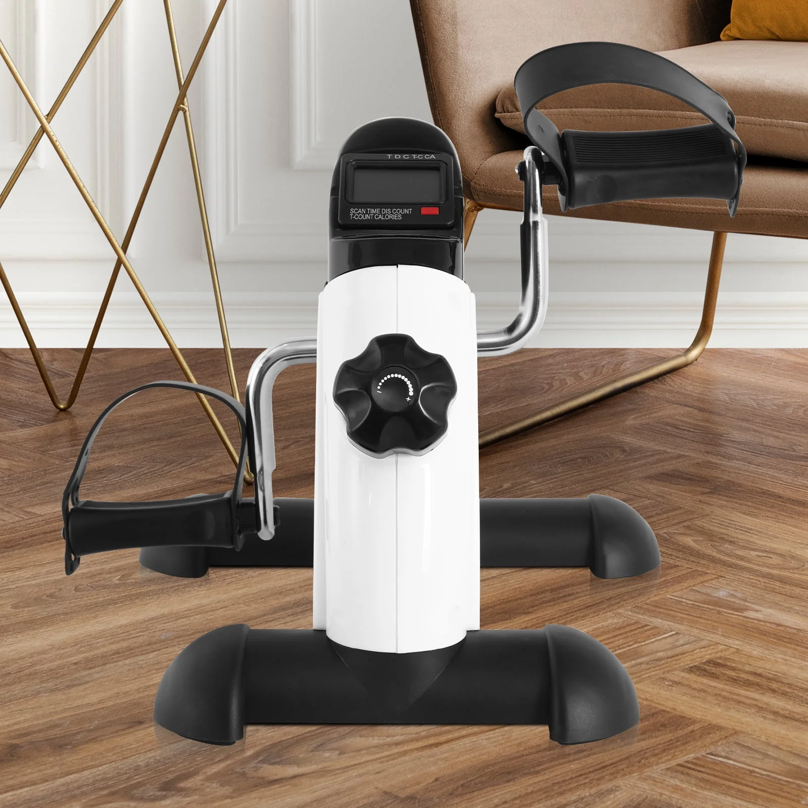 Under Desk Exercise Bike,Pedal Exerciser,Mini Exercise Bike,Leg Exerciser,Under Desk Elliptical,LCD Screen Displays,Arm Fitness and Health,White