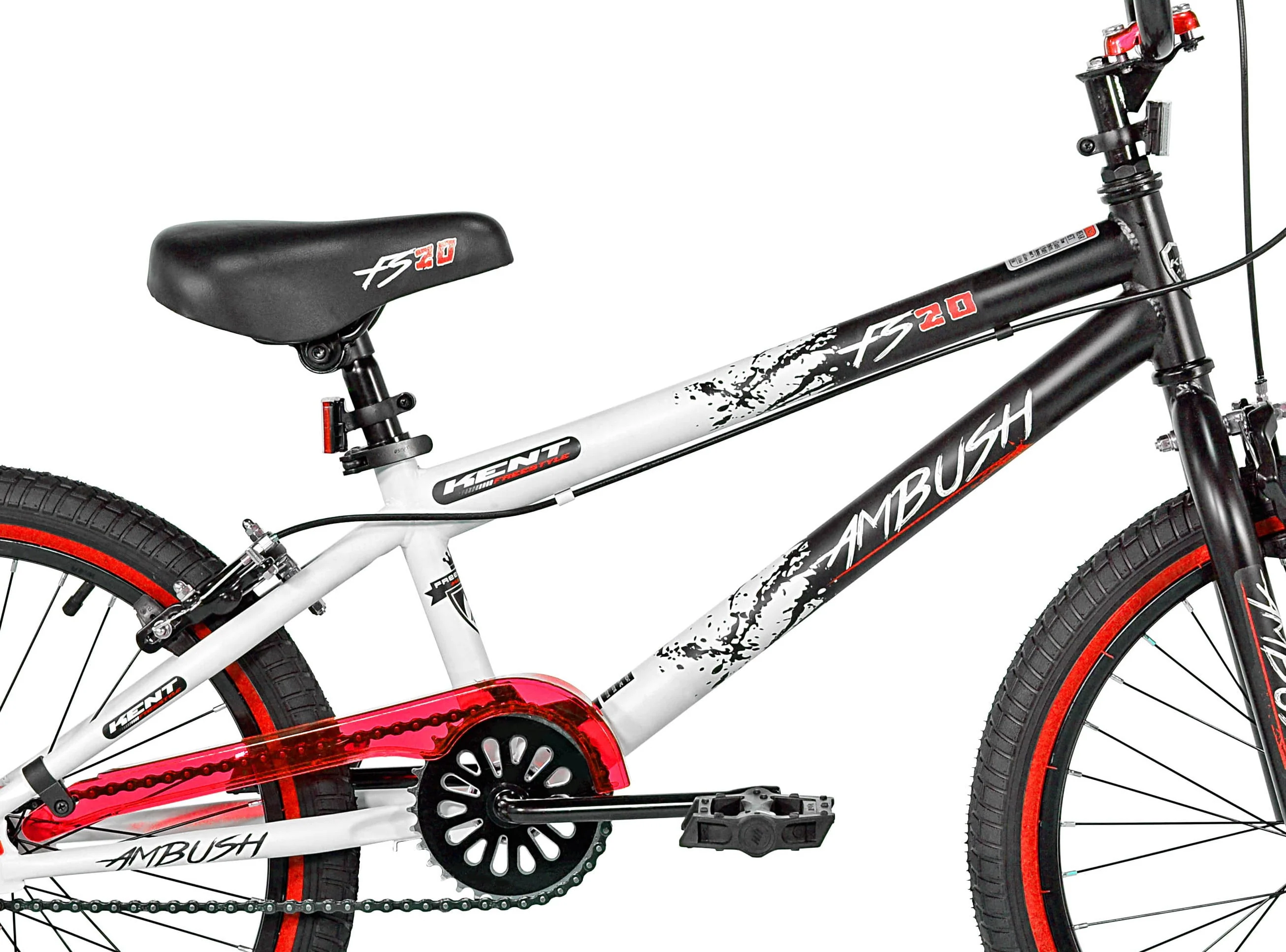 Kent Bicycle 20 In. Ambush Boys BMX Bike, Black and White with Red Rim
