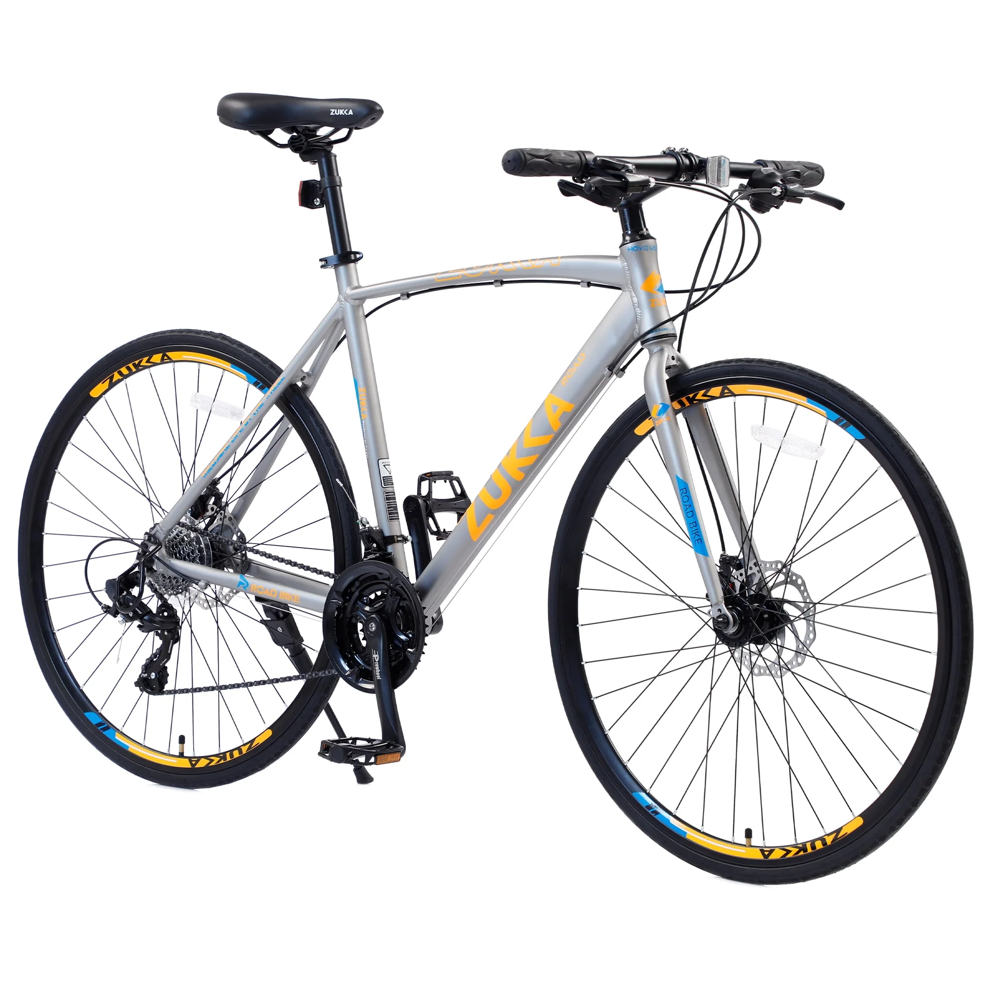 700C Men's Hybrid Bike Aluminum Shimano 24 Speed Road Bike with Disc Brake, Silver