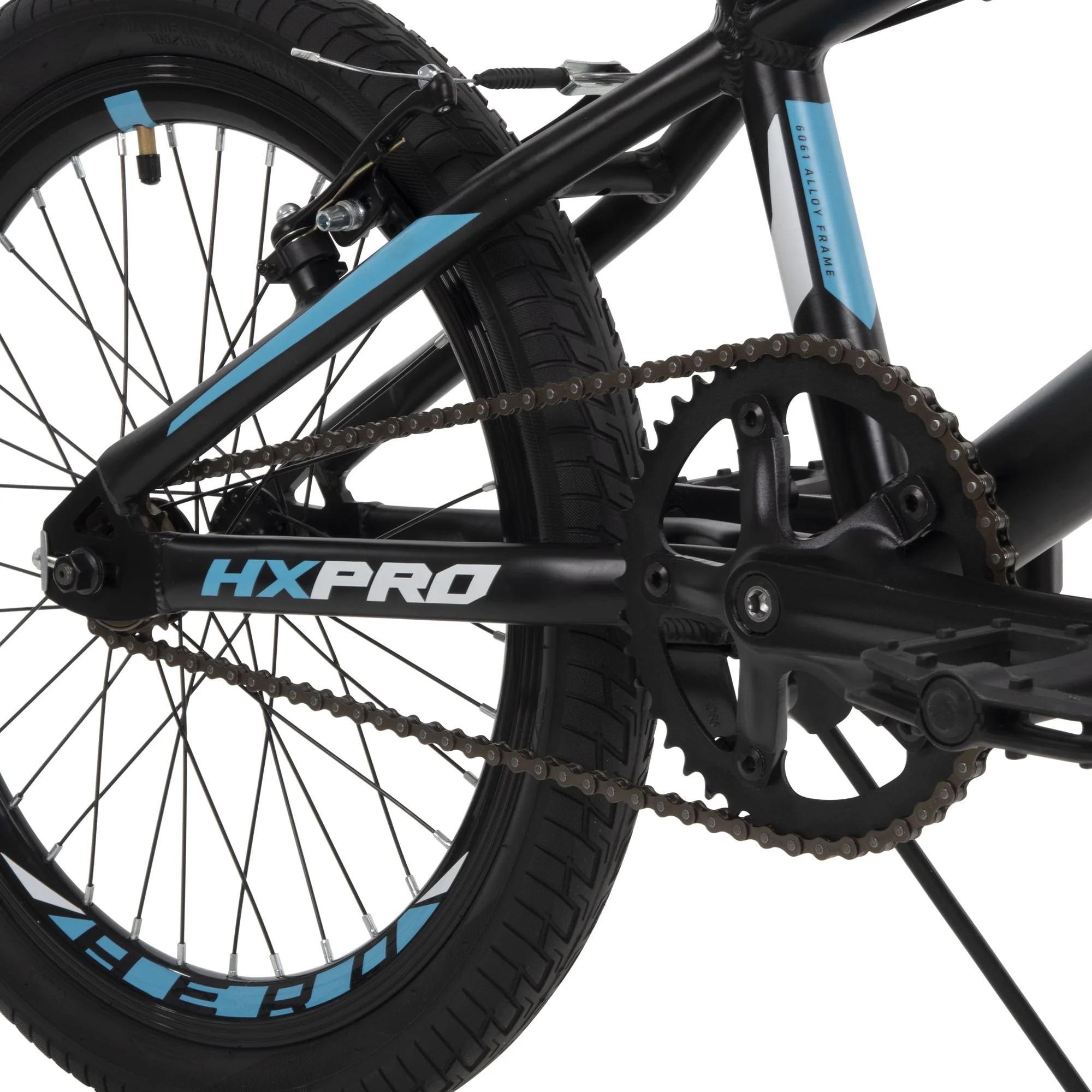 Huffy 20-inch BMX Bikes HX-Pro Bike, Black with Teal, Aluminum Frame, Ages 5+ Years