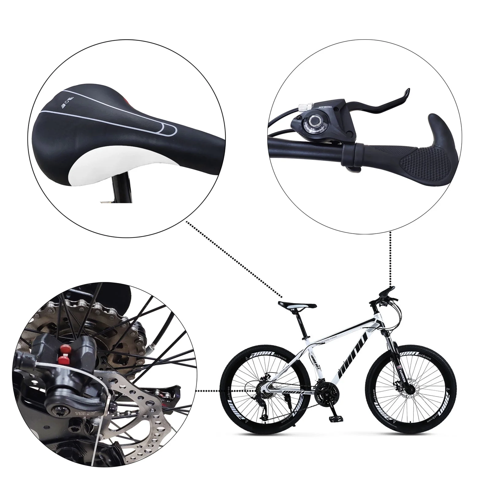 Mountain Bike for for Men and Women, 26-Inch Wheels, 21 Speed Drivetrain and Front Suspension, Dual Disc Brake and Adjustable Stem, Aluminum and Steel Frame, Youth/Adult Mountain Bike