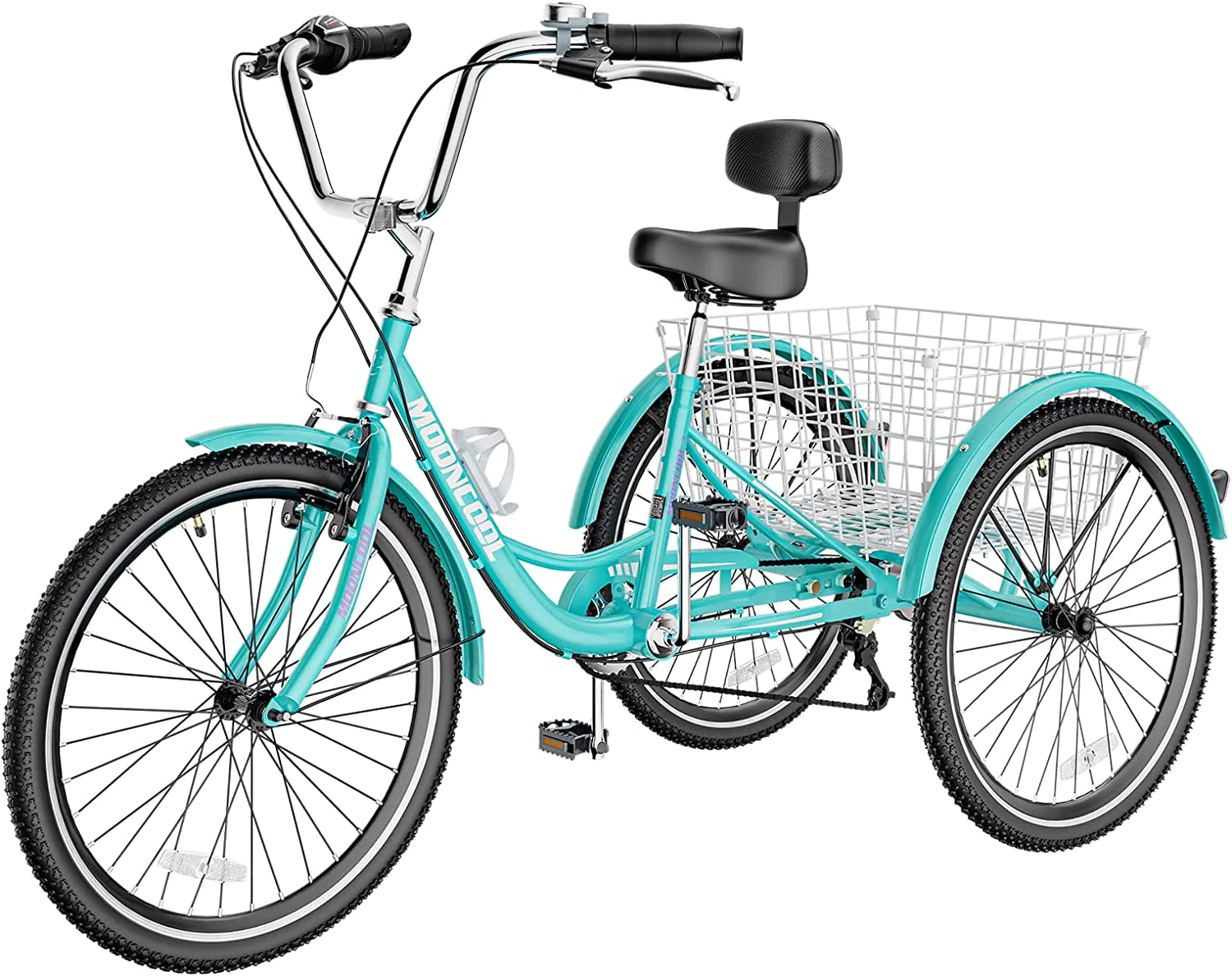 MOONCOOL Adult Tricycles, 3 Wheel 7 Speed Trikes, 20/24/26 inch Adult Trikes 3 Wheeled Bike with Basket for Seniors, Women, Men
