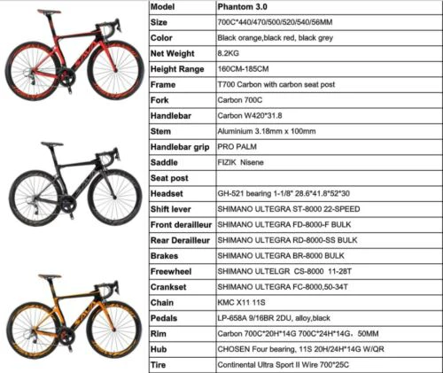 SAVA Phantom 3.0 Carbon Fiber Shimano Ultegra 22 Speed Road Racing Bike Bicycle