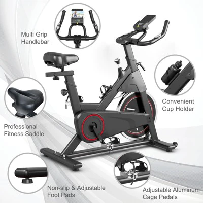 Costway Stationary Exercise Bike Cycling Bike W/22Lbs Flywheel Home Fitness Gym Cardio