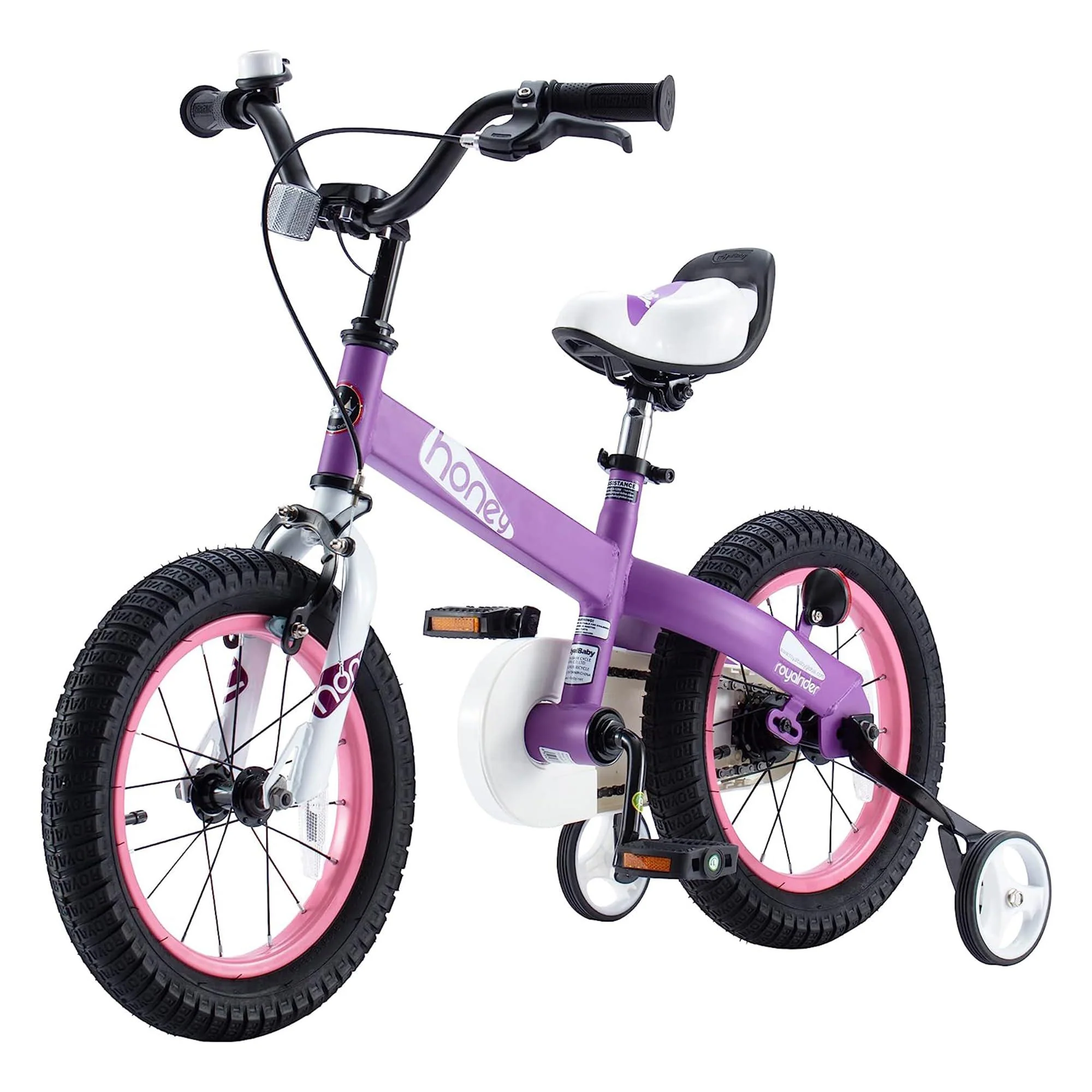 royalbaby honey boys girls kids bike bicycles with training wheels kickstand child bicycle 16 inch purple