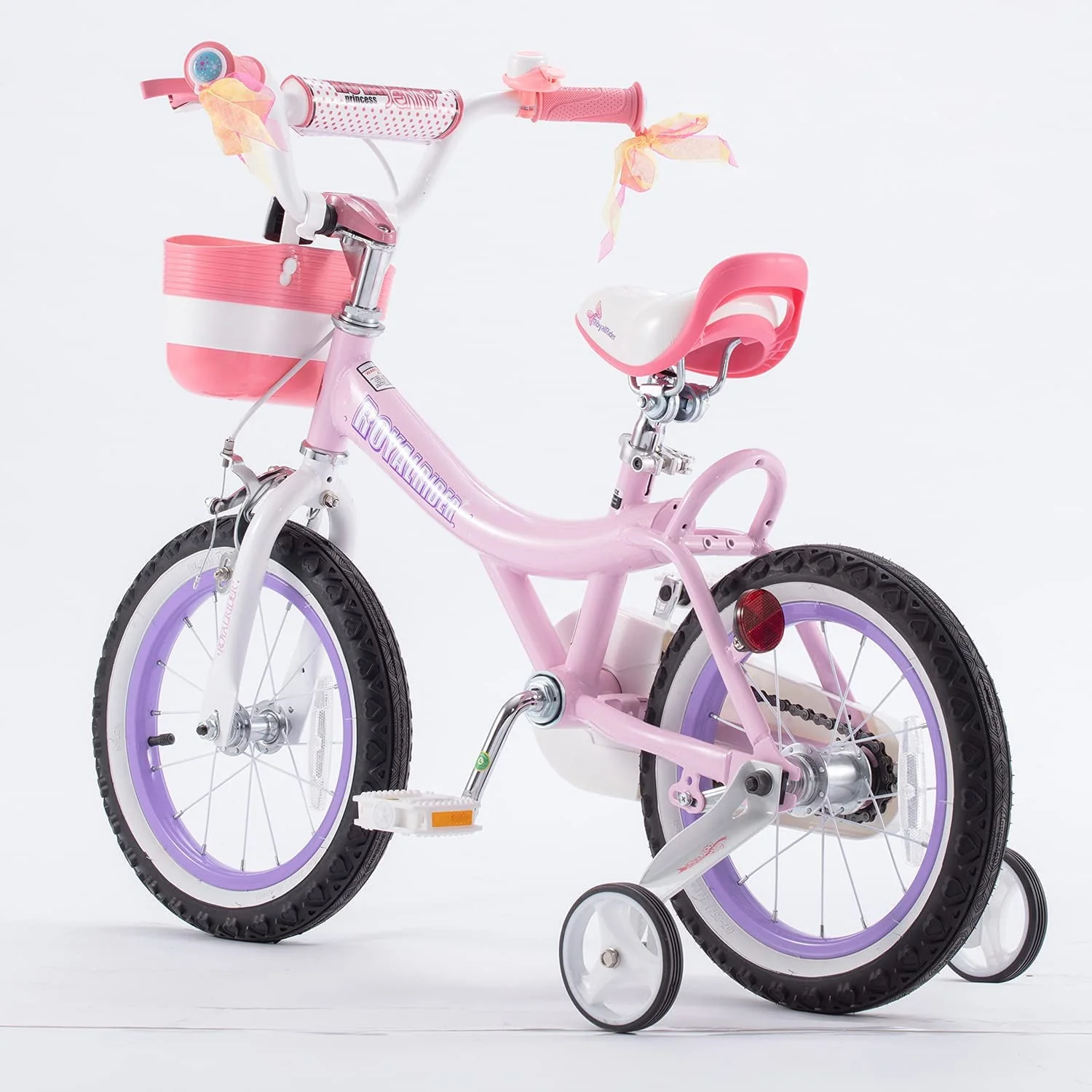 Royalbaby Jenny Girl's Kid's 14 In. Children's Beginner with Bicycle Training Wheels Basket , EL Pink