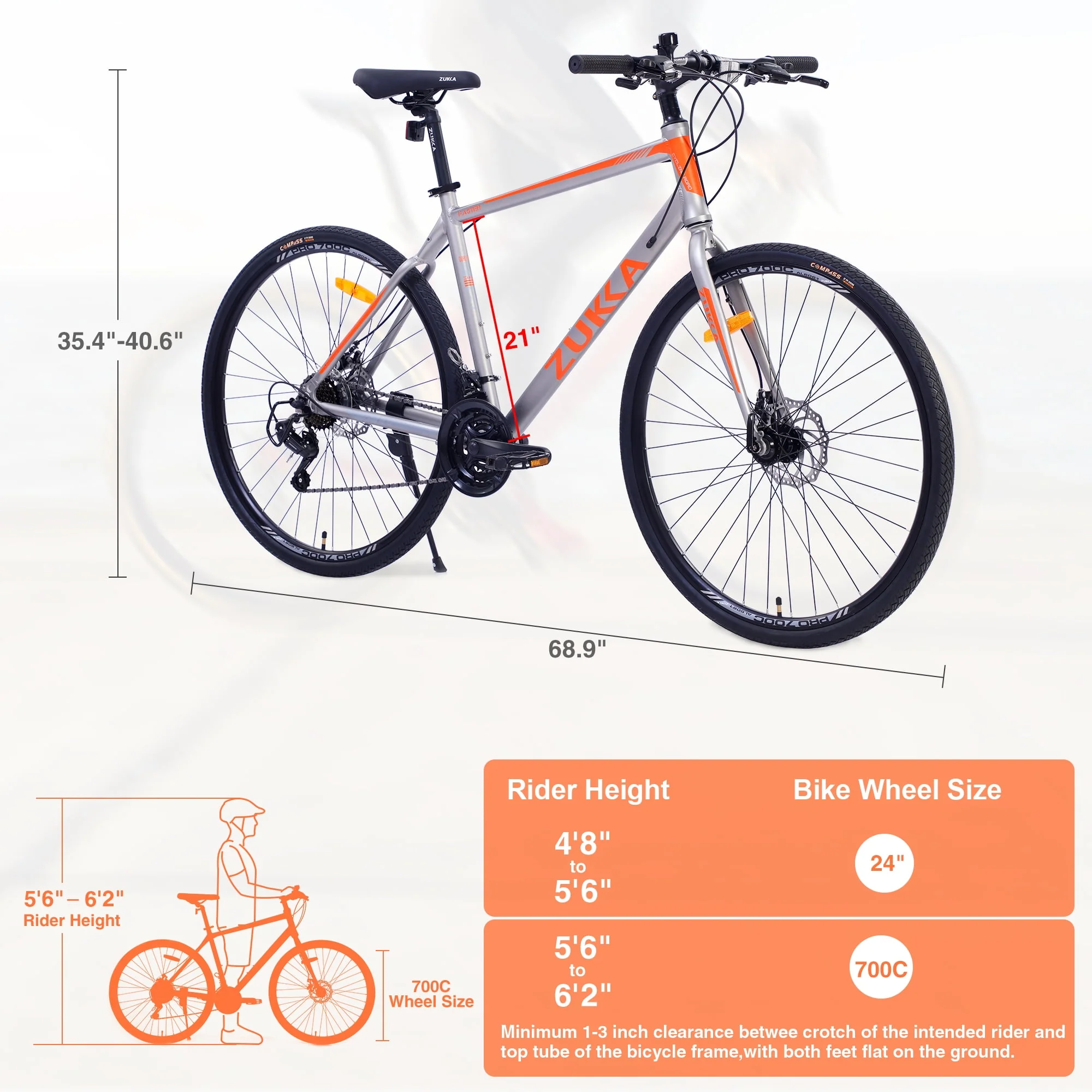 Segmart 21-Speed Mountain Bike, 28-inch Wheels Lightweight Road Bike, Hybrid Aluminum Frame and Upgrade Dual Disc Brake MTB for Men Women Adult, Silver, SS2065