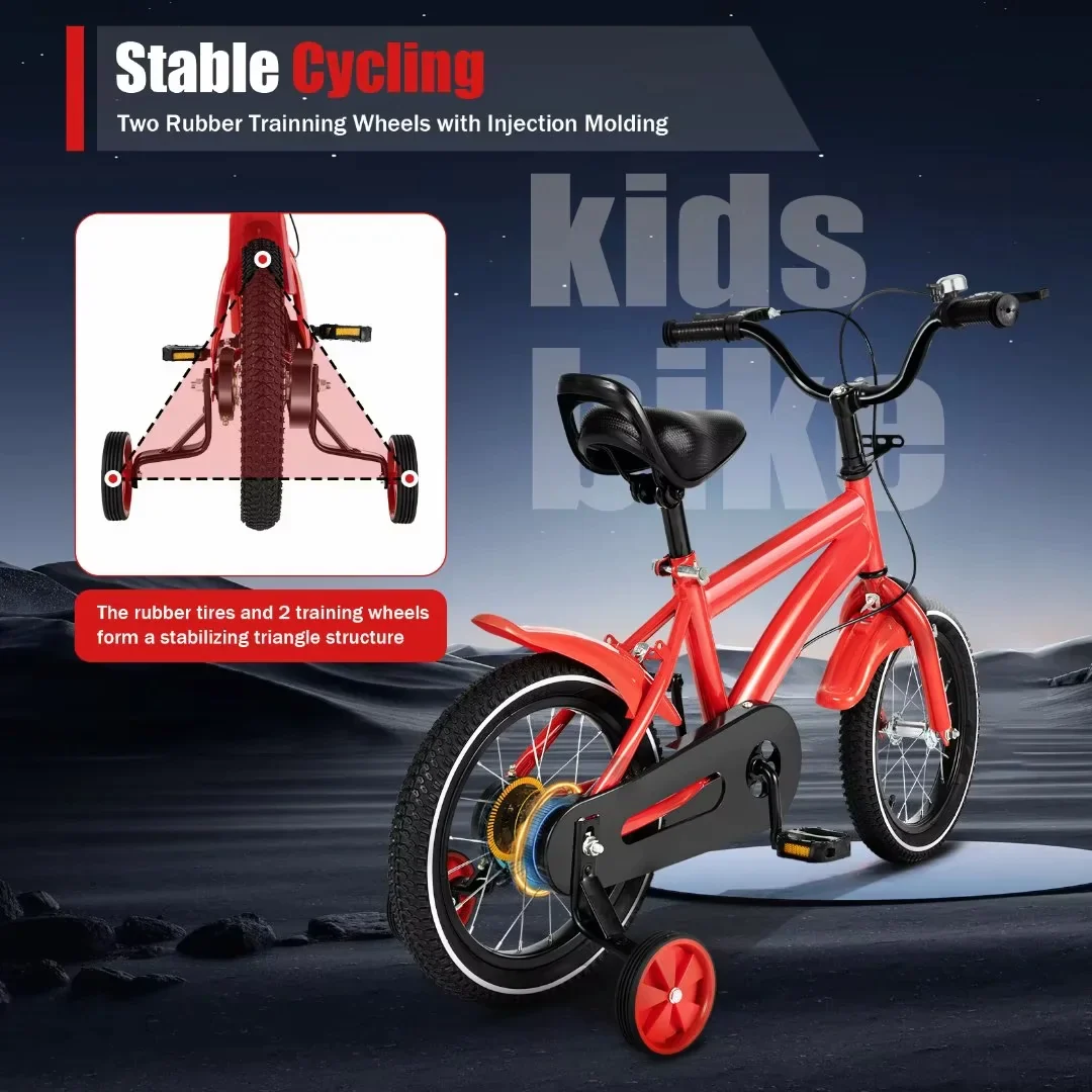 TFCFL 14 inch Kids Bike Bicycle Children Cycle Bikes Gift With With Safety Training Wheels