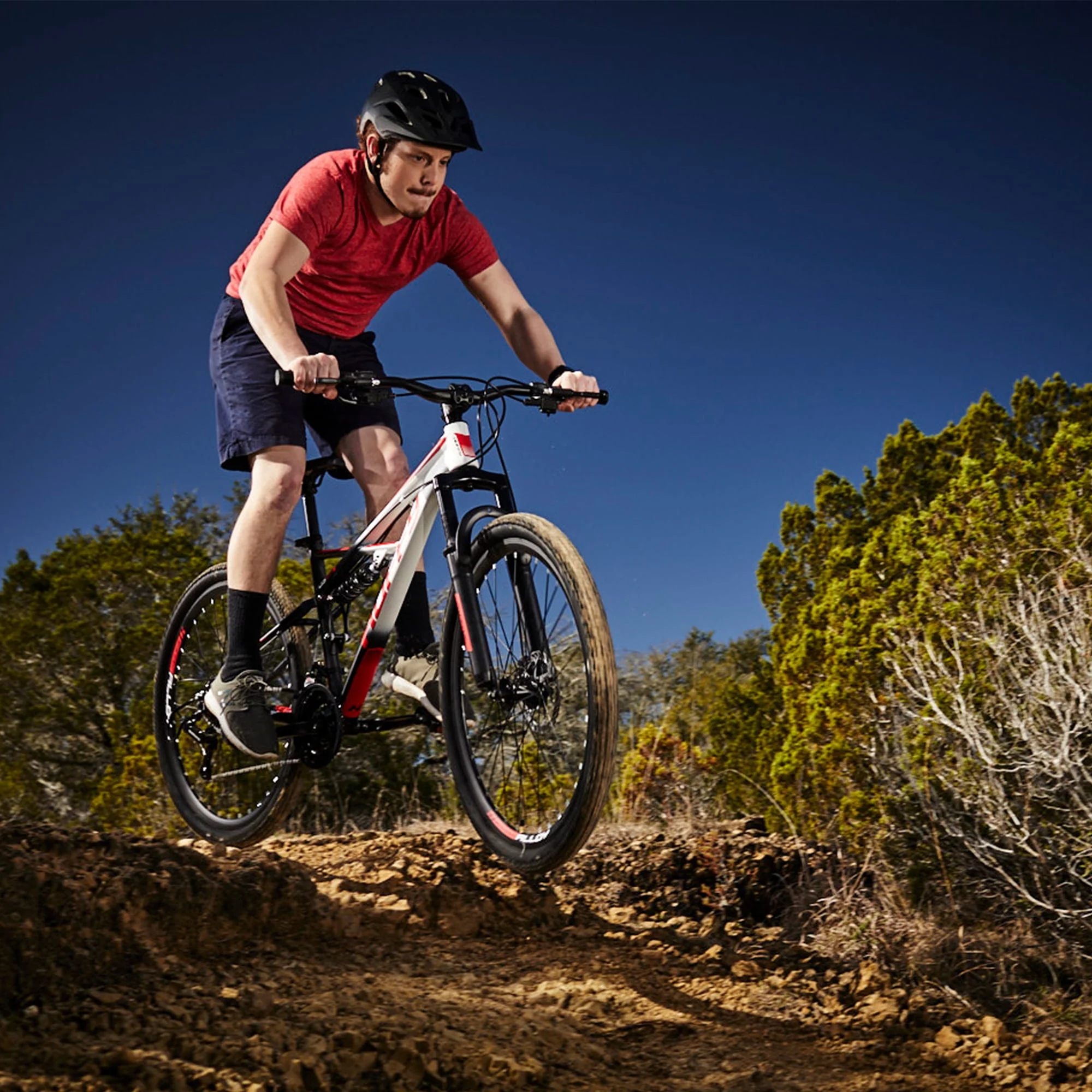 27.5 Inch Oxide Mens Mountain Bike, White - Dual Suspension 21-Speed