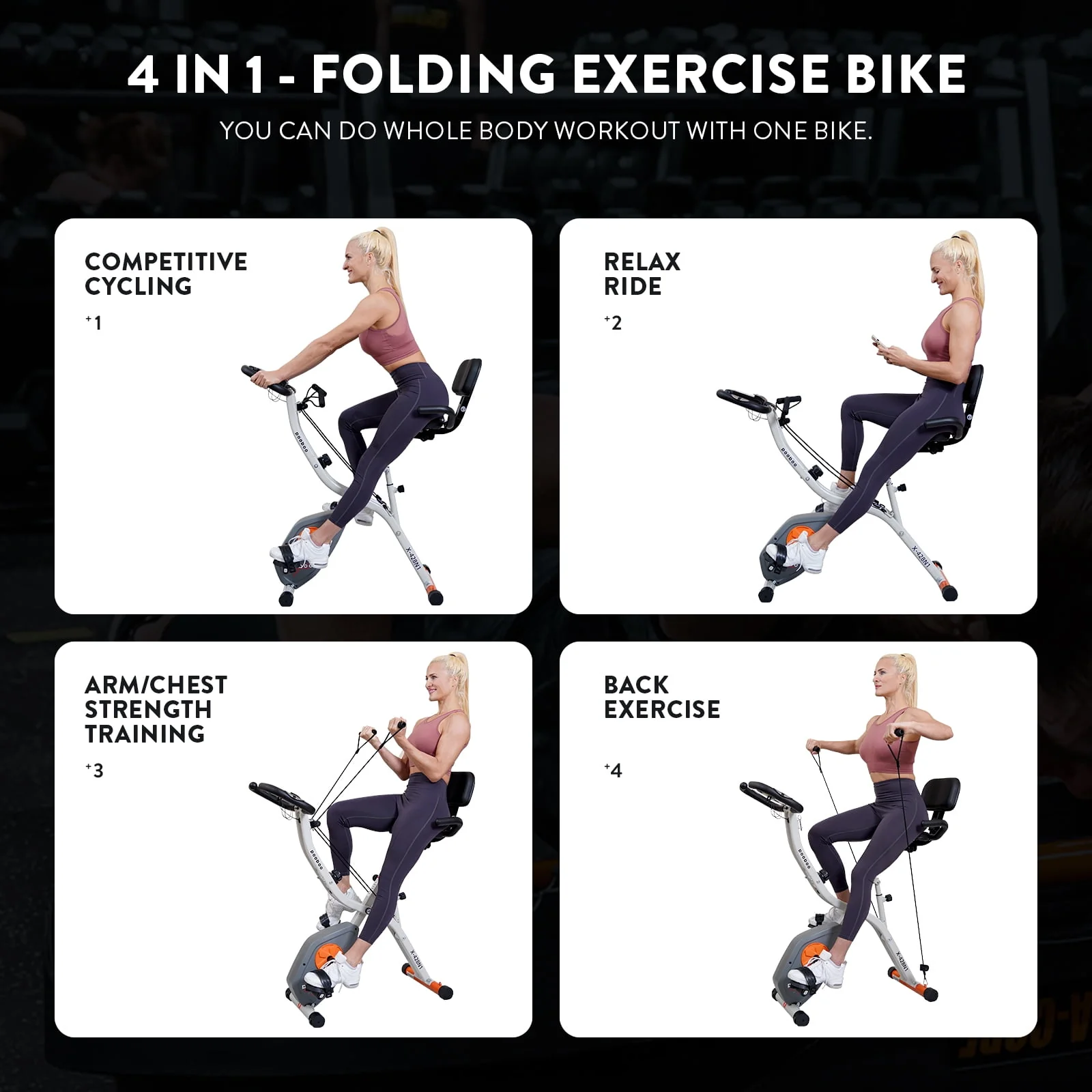 Pooboo Folding Cycling Bicycle Magnetic Exercise Bike Fitness Indoor Upright Stationary Bike for Home Cardio Workout Maximum User Weight 300 Lb.