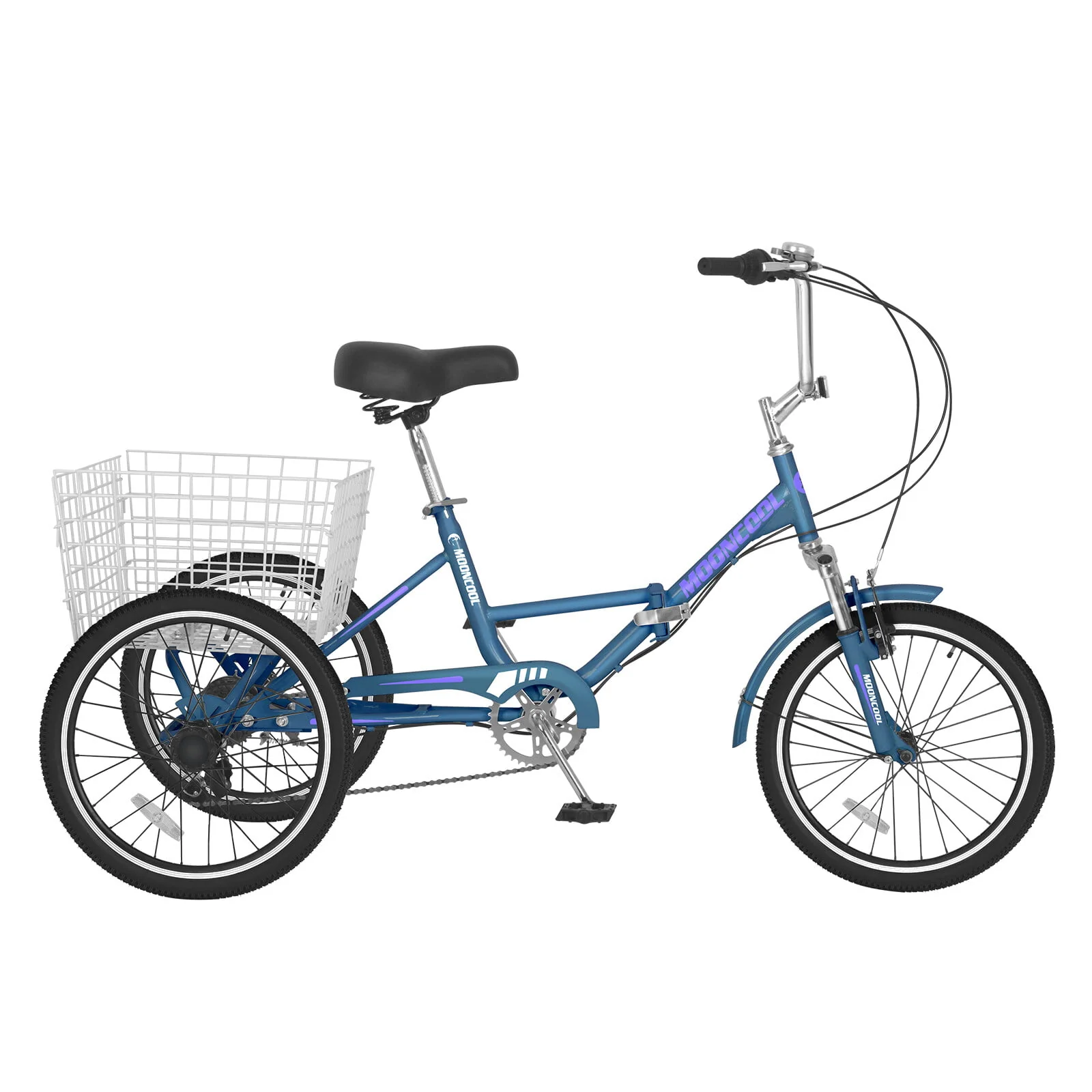 MOPHOTO Folding Tricycle 7-Speed Adult Tricycle, 20/24/26 inch Foldable 3-Wheels Cruiser Bike, Carbon Steel Frame, for Men & Women