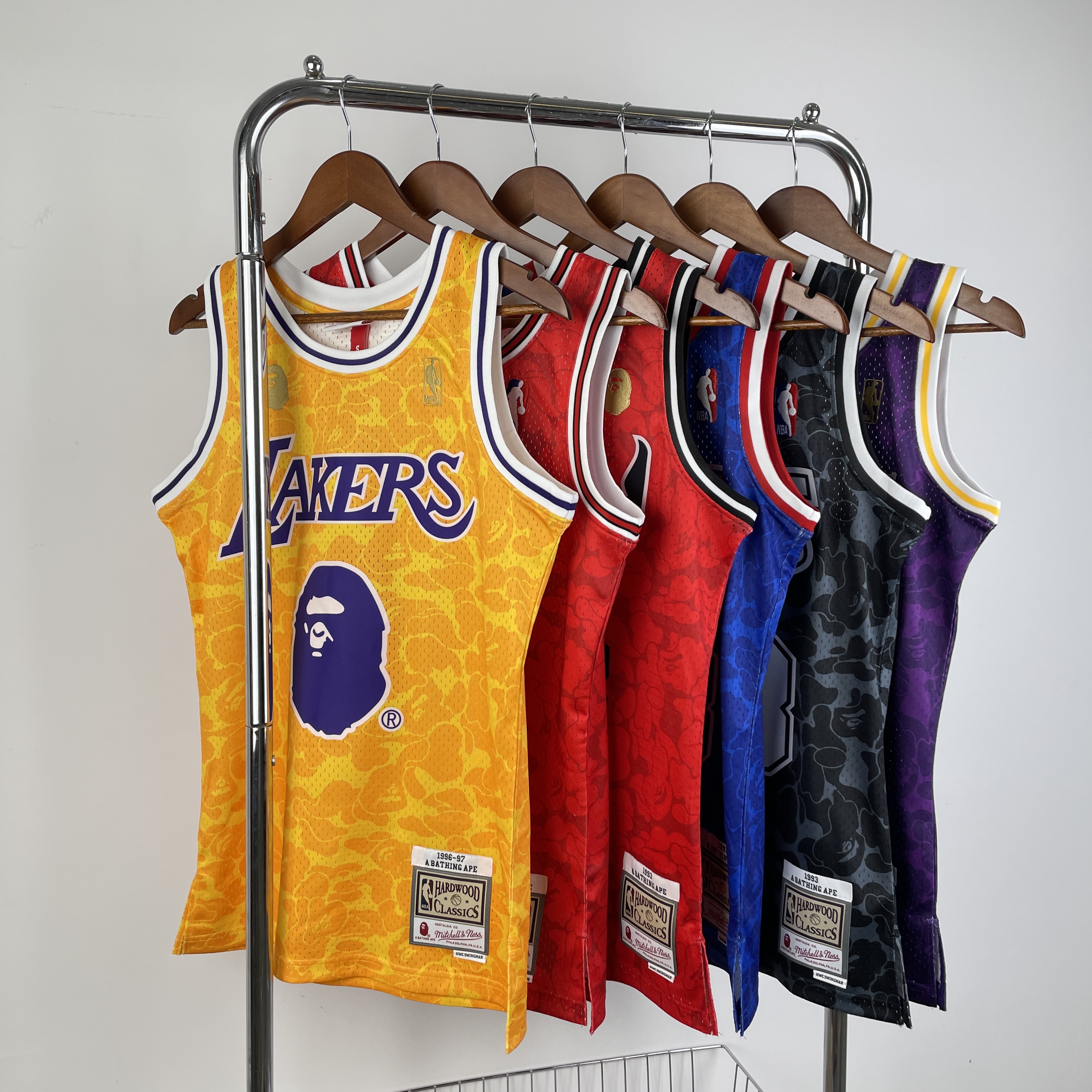 BAPE×M&N co-branded jersey Lakers Ape-Man Head 93 BAPE
