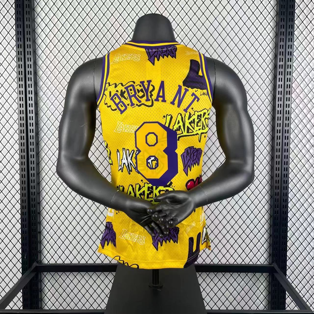 MN Hot Press Throwback Jersey SW Lakers 9697 season doodle  8 Bryant