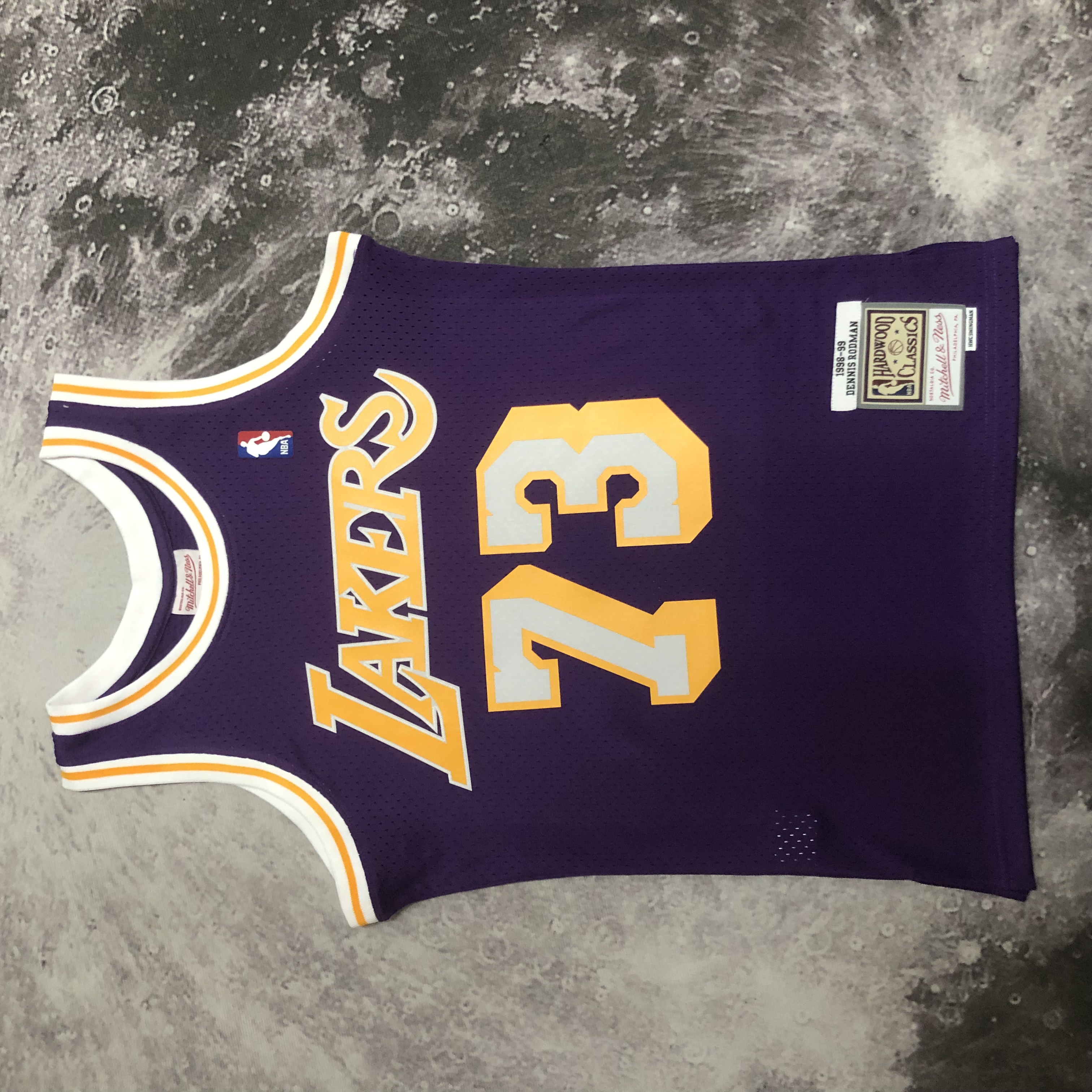 MN Hot Press throwback jersey SW Lakers 9899 round neck purple No. 73 Rodman