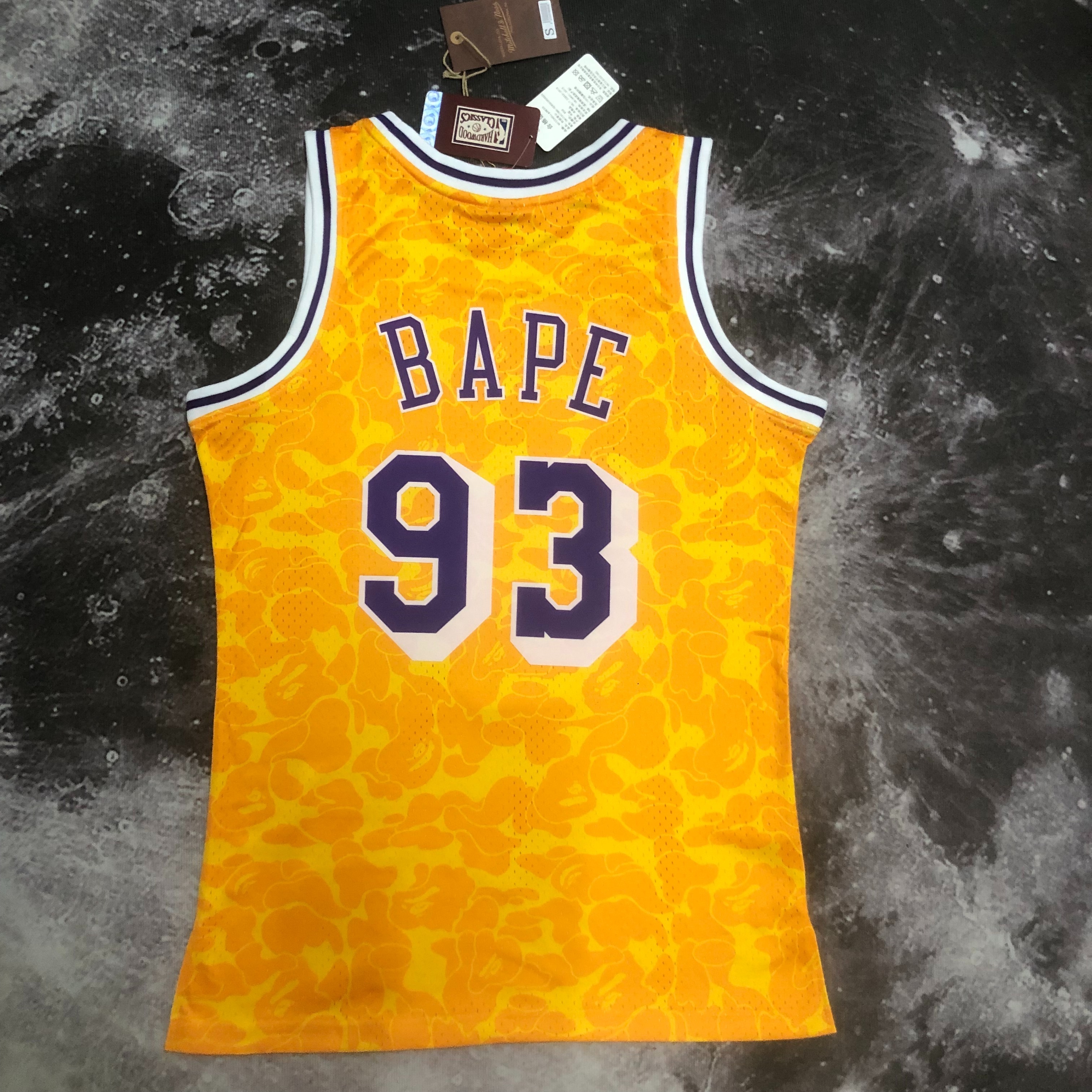 BAPE×M&N co-branded jersey Lakers Ape-Man Head 93 BAPE