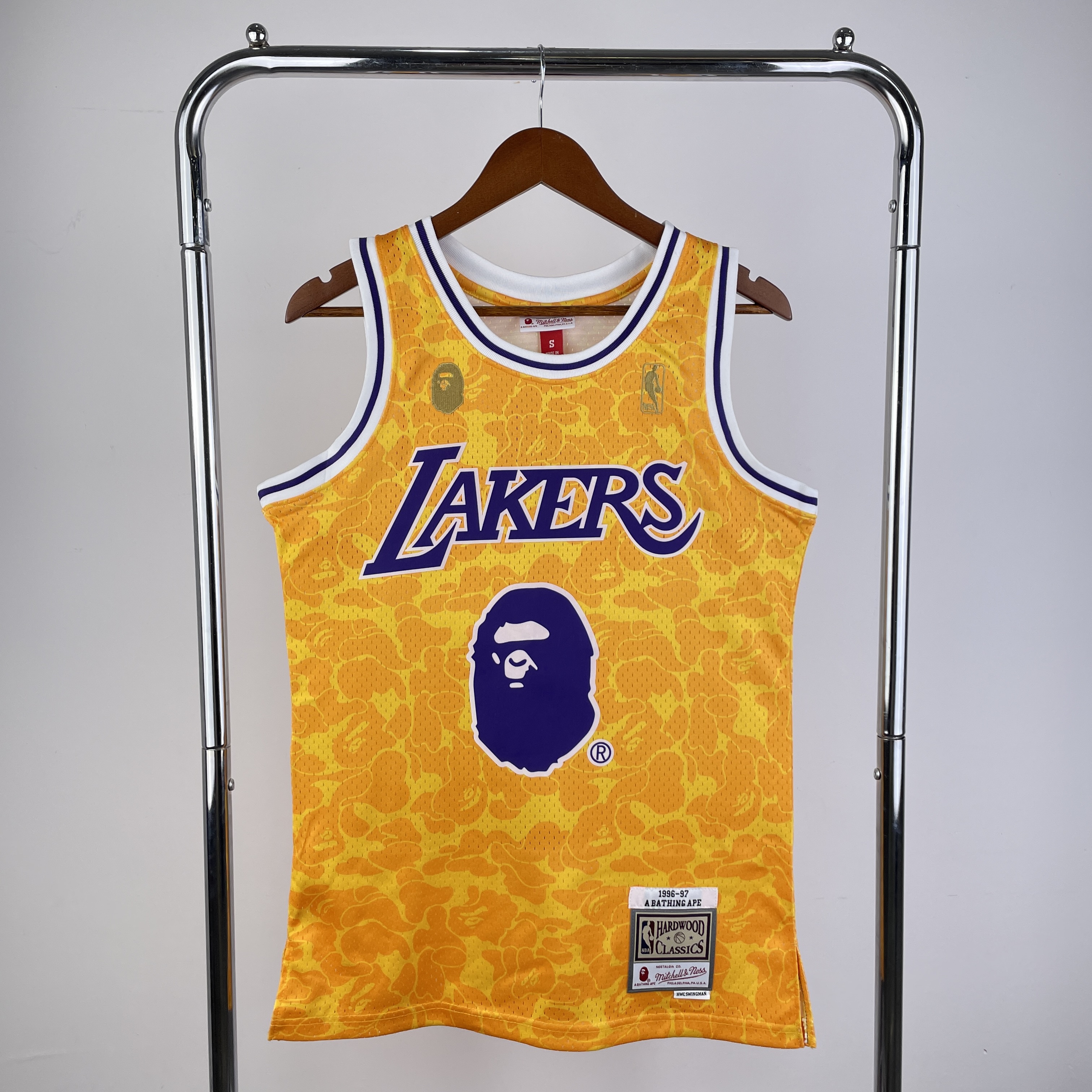 BAPE×M&N co-branded jersey Lakers Ape-Man Head 93 BAPE