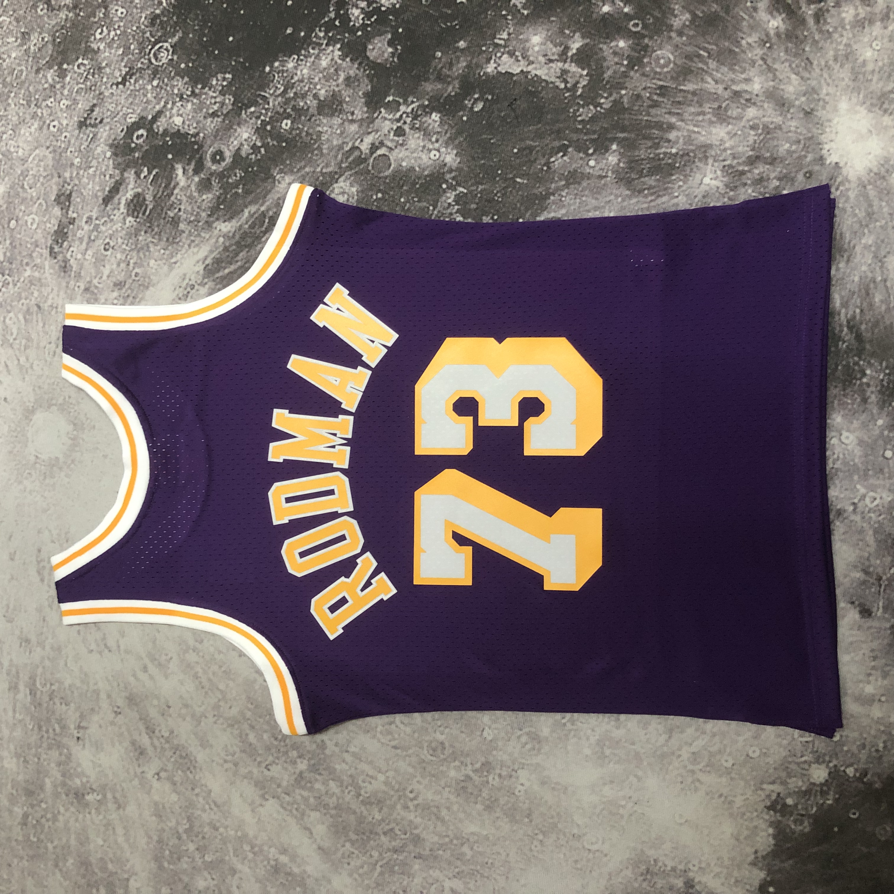 MN Hot Press throwback jersey SW Lakers 9899 round neck purple No. 73 Rodman