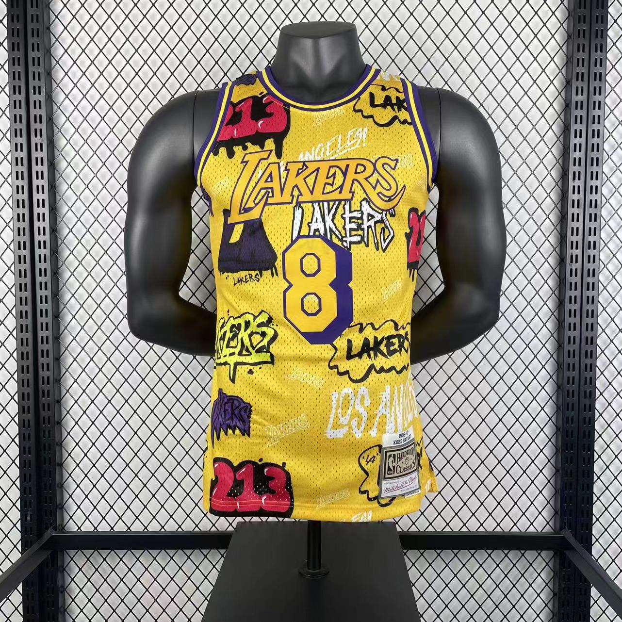 MN Hot Press Throwback Jersey SW Lakers 9697 season doodle  8 Bryant