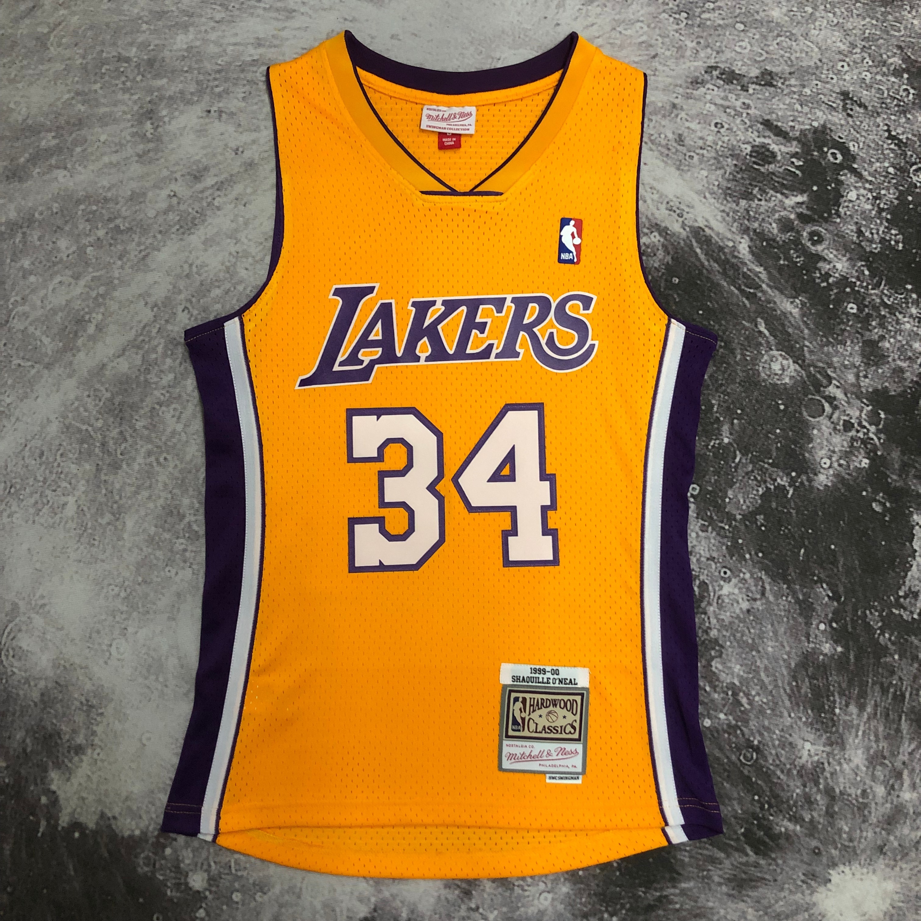 MN Hot Press throwback jersey SW Lakers 9900 season V-neck yellow 34 O 'Neal