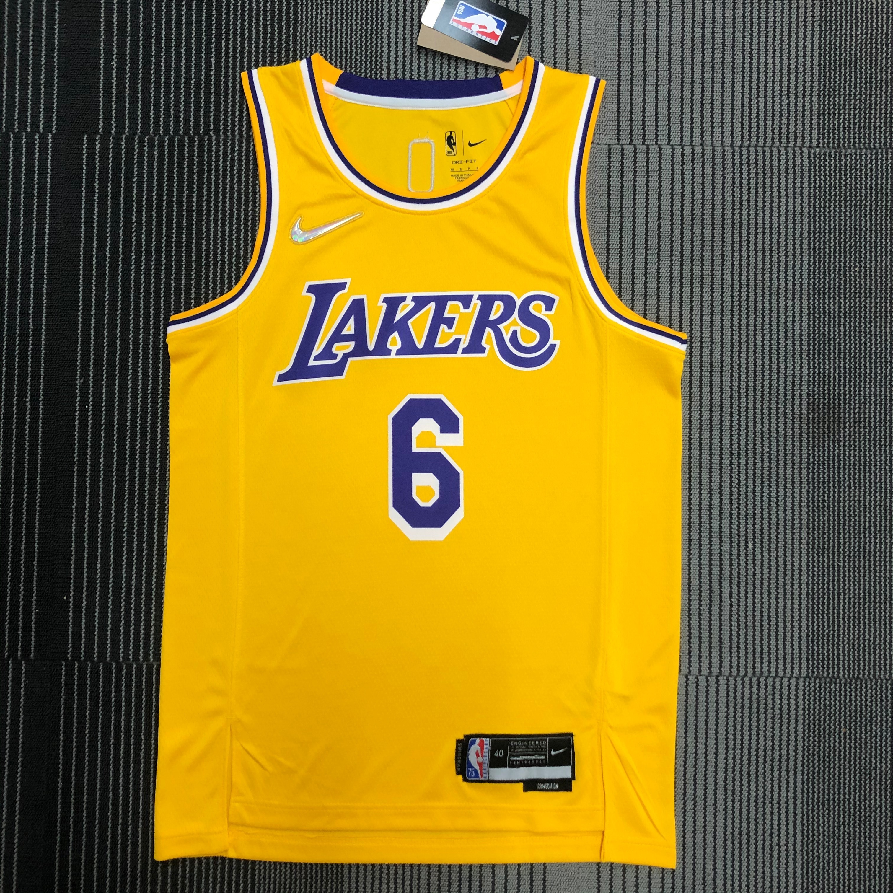 75th anniversary Lakers yellow No. 6 James