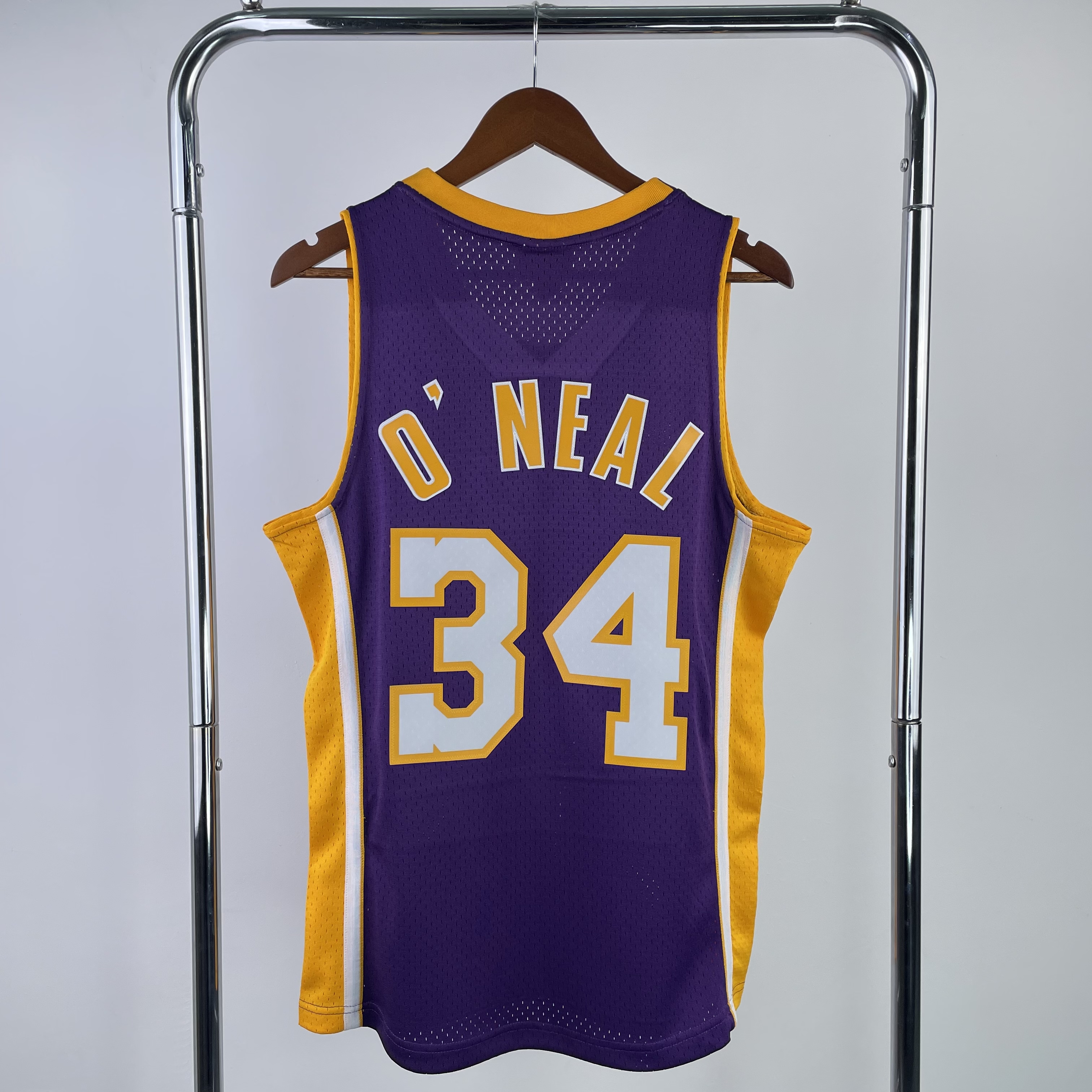 MN Hot Press Throwback jersey SW Lakers 1900 V-neck Purple No. 34 O 'Neal