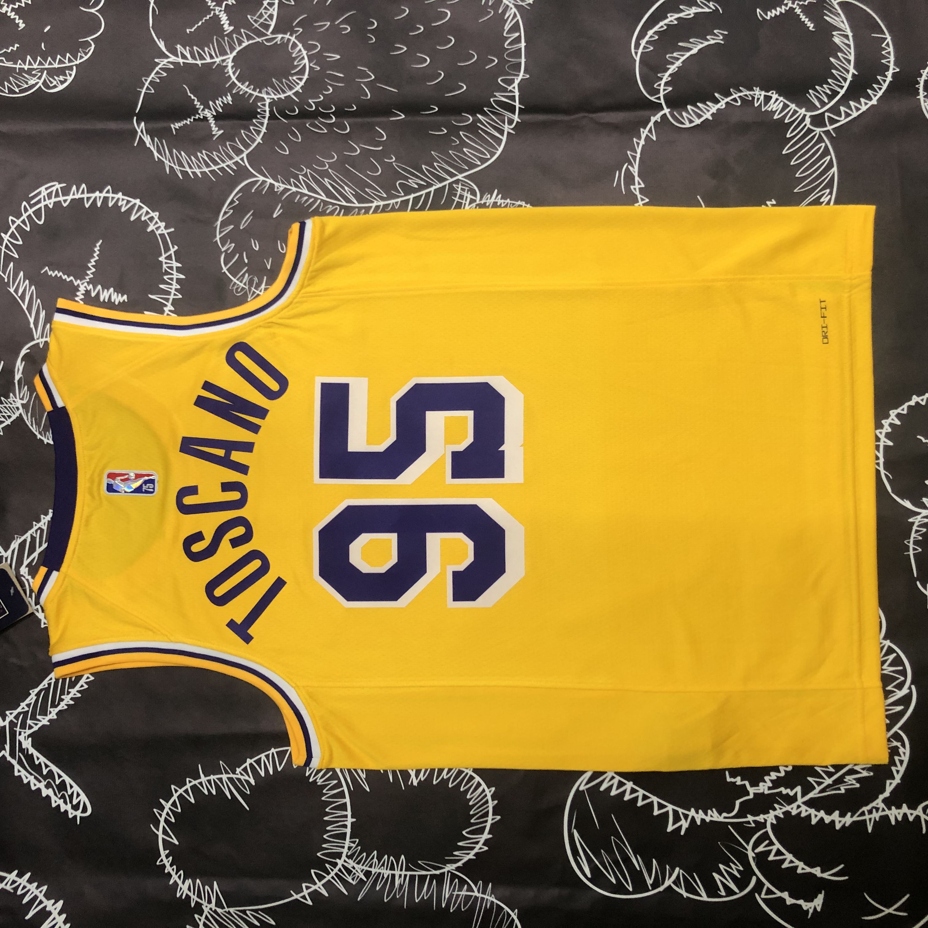 75th anniversary Lakers yellow No. 95 Toscano
