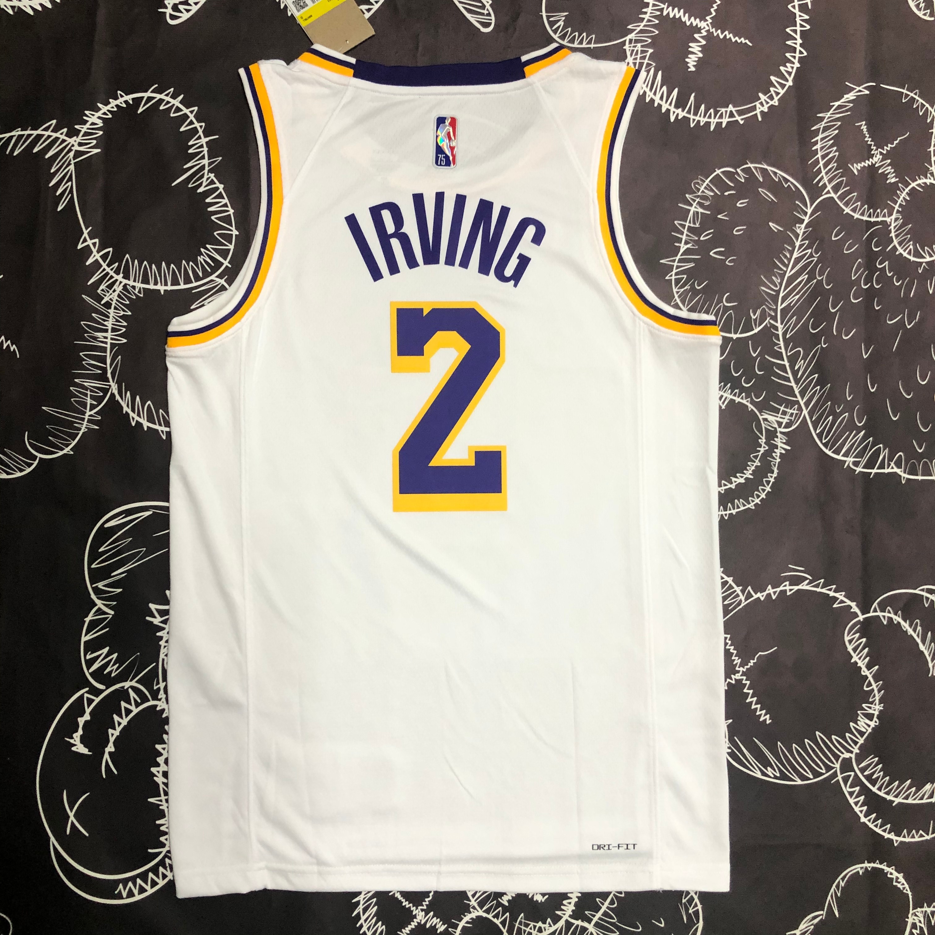 75th anniversary Lakers white No. 2 Irving